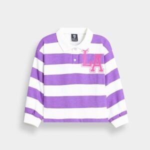 Cropped Striped Polo Sweatshirt