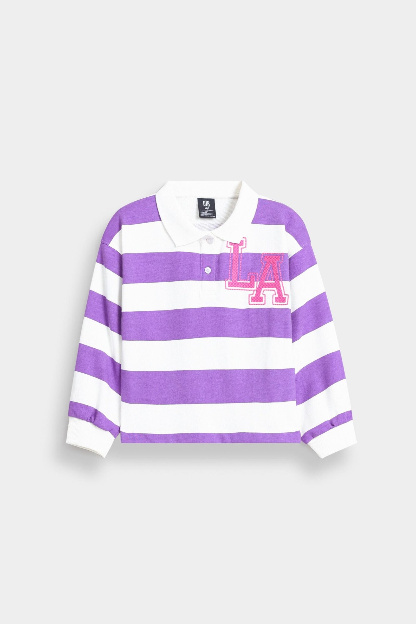 Cropped Striped Polo Sweatshirt