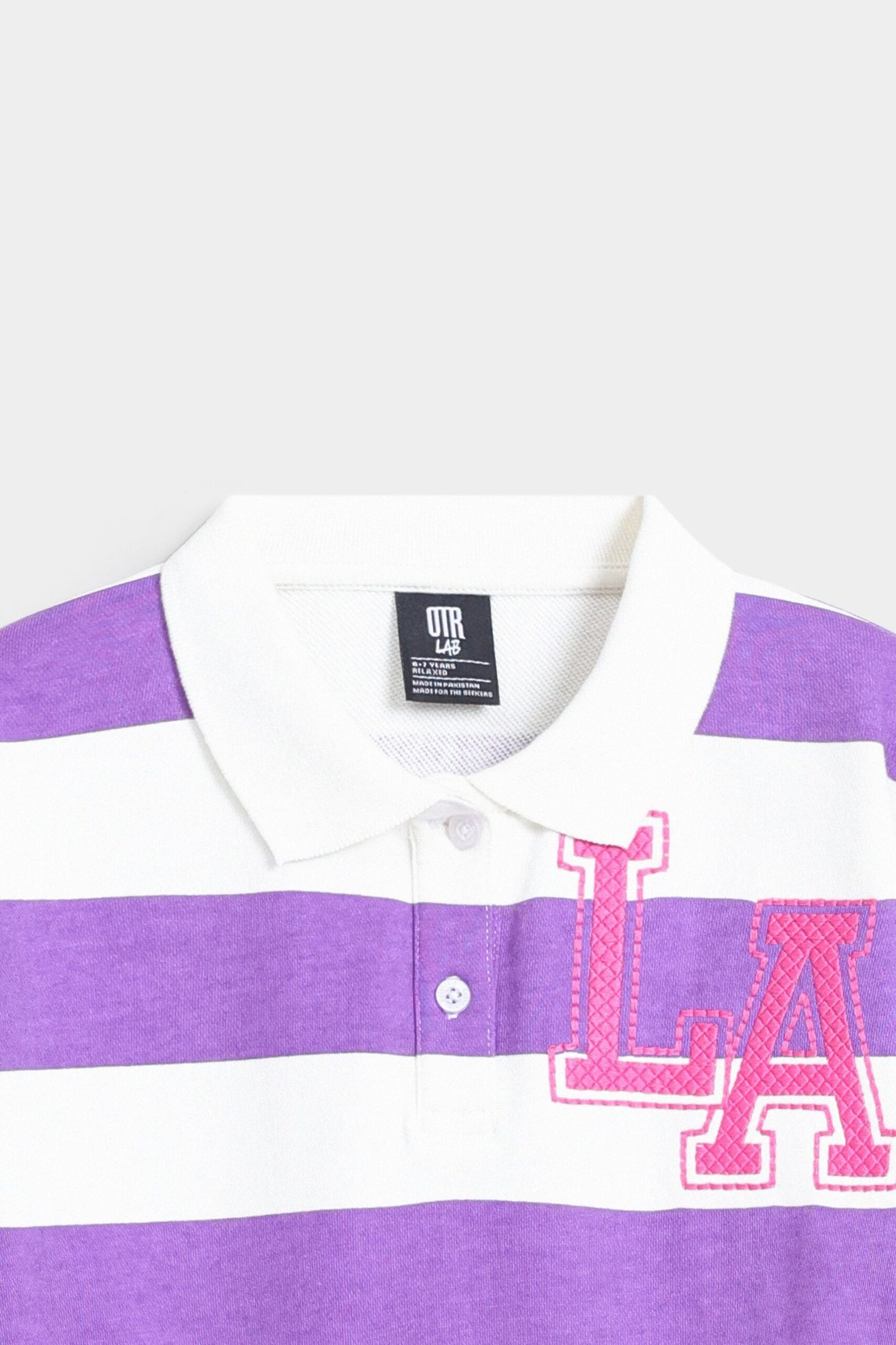Cropped Striped Polo Sweatshirt - Image 2