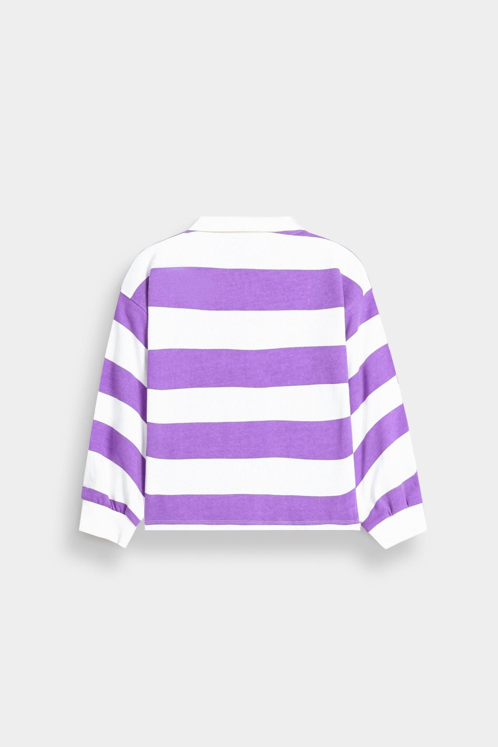 Cropped Striped Polo Sweatshirt - Image 3