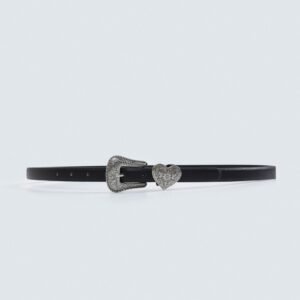 Faux Leather Belt With Heart Detail