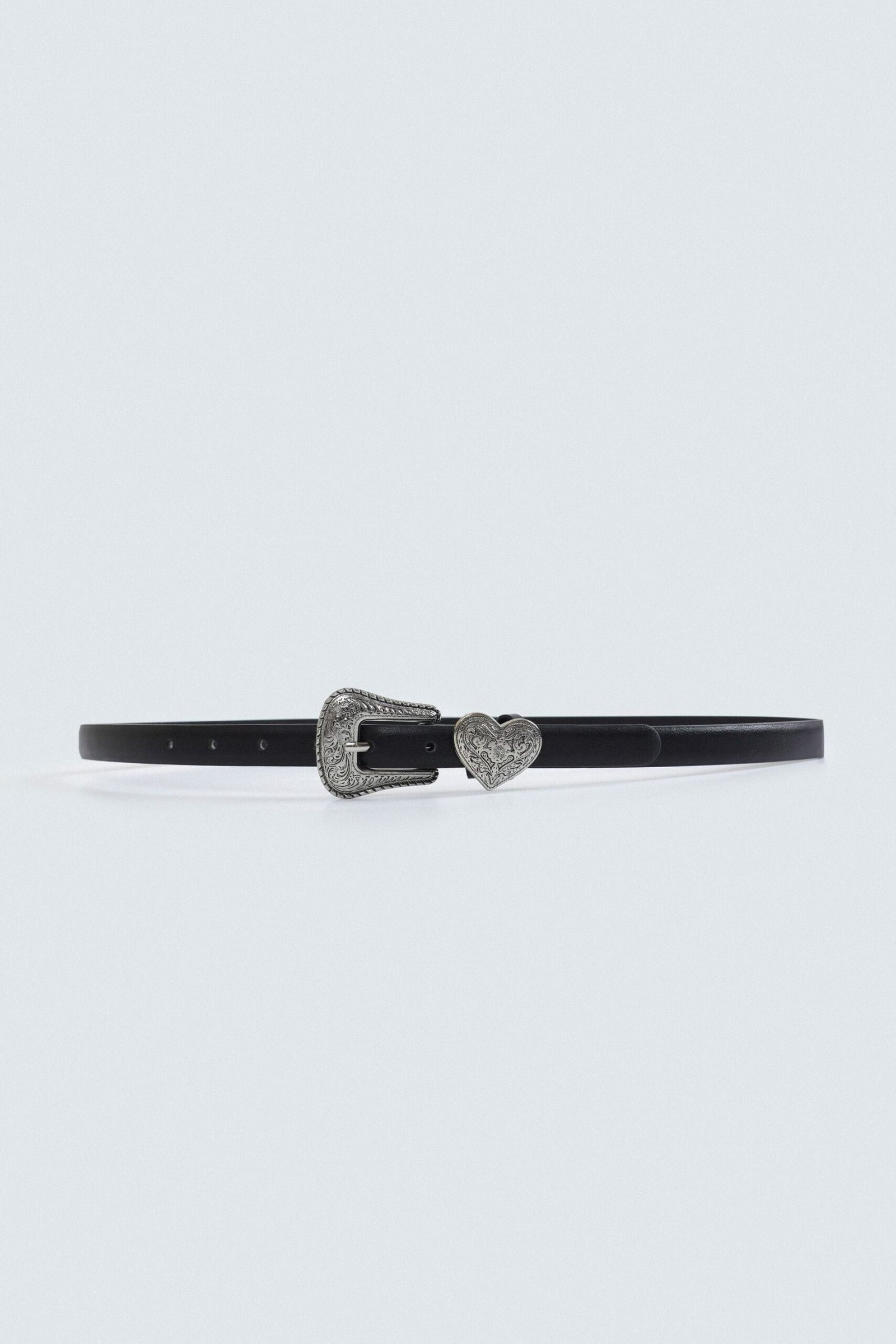 Faux Leather Belt With Heart Detail