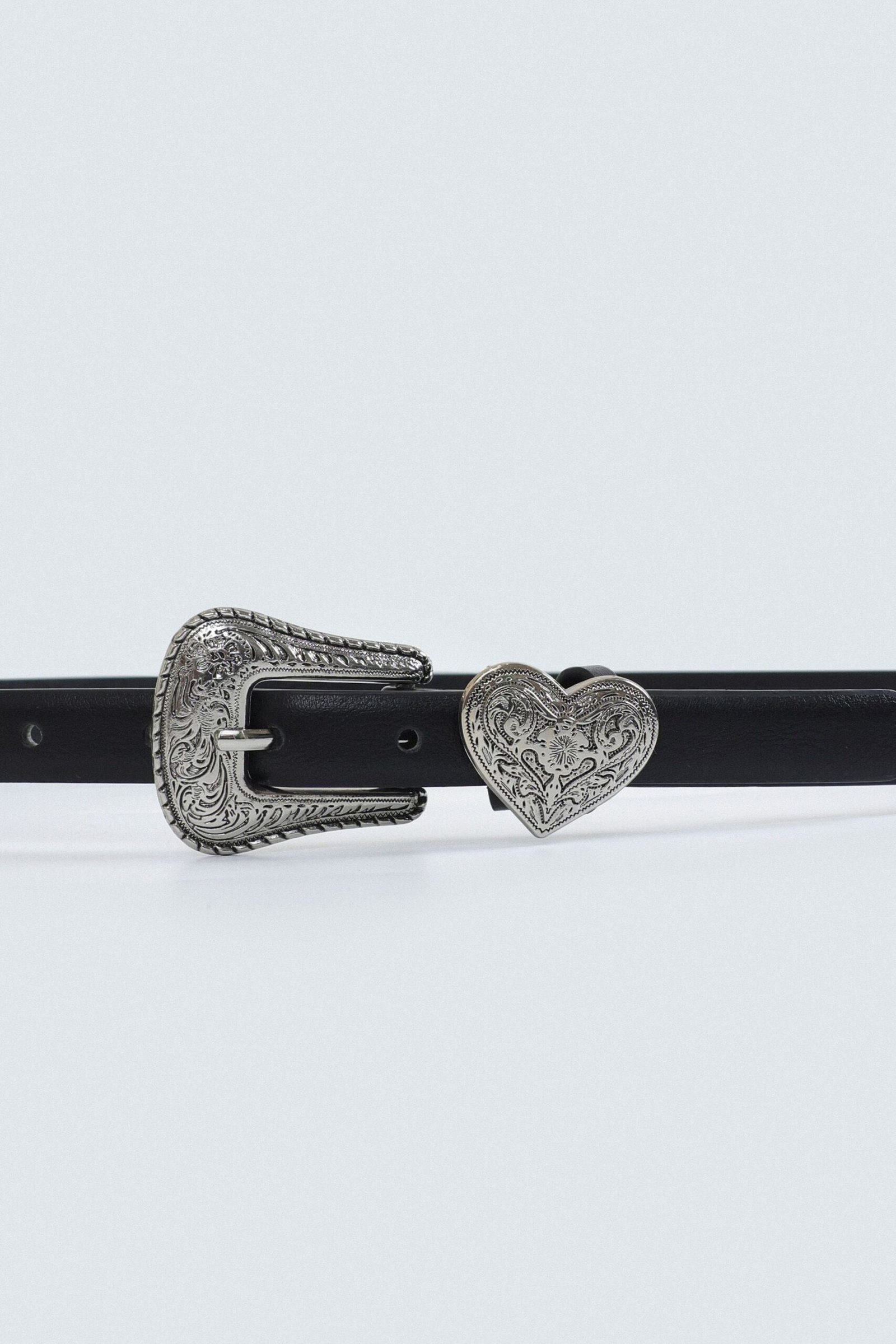 Faux Leather Belt With Heart Detail - Image 3