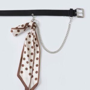 Faux Leather Belt With Chain Detail
