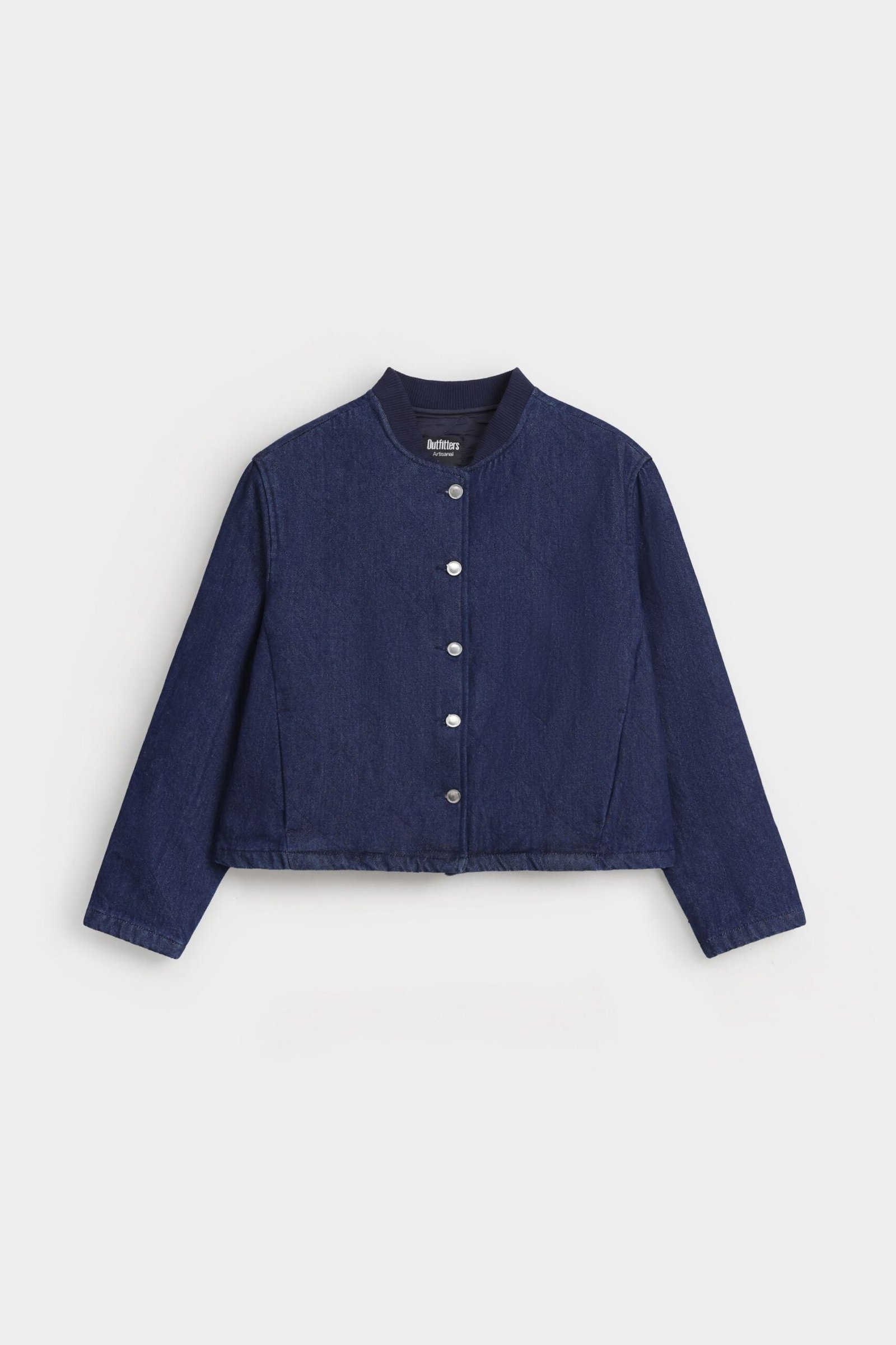 Cropped Quilted Denim Jacket