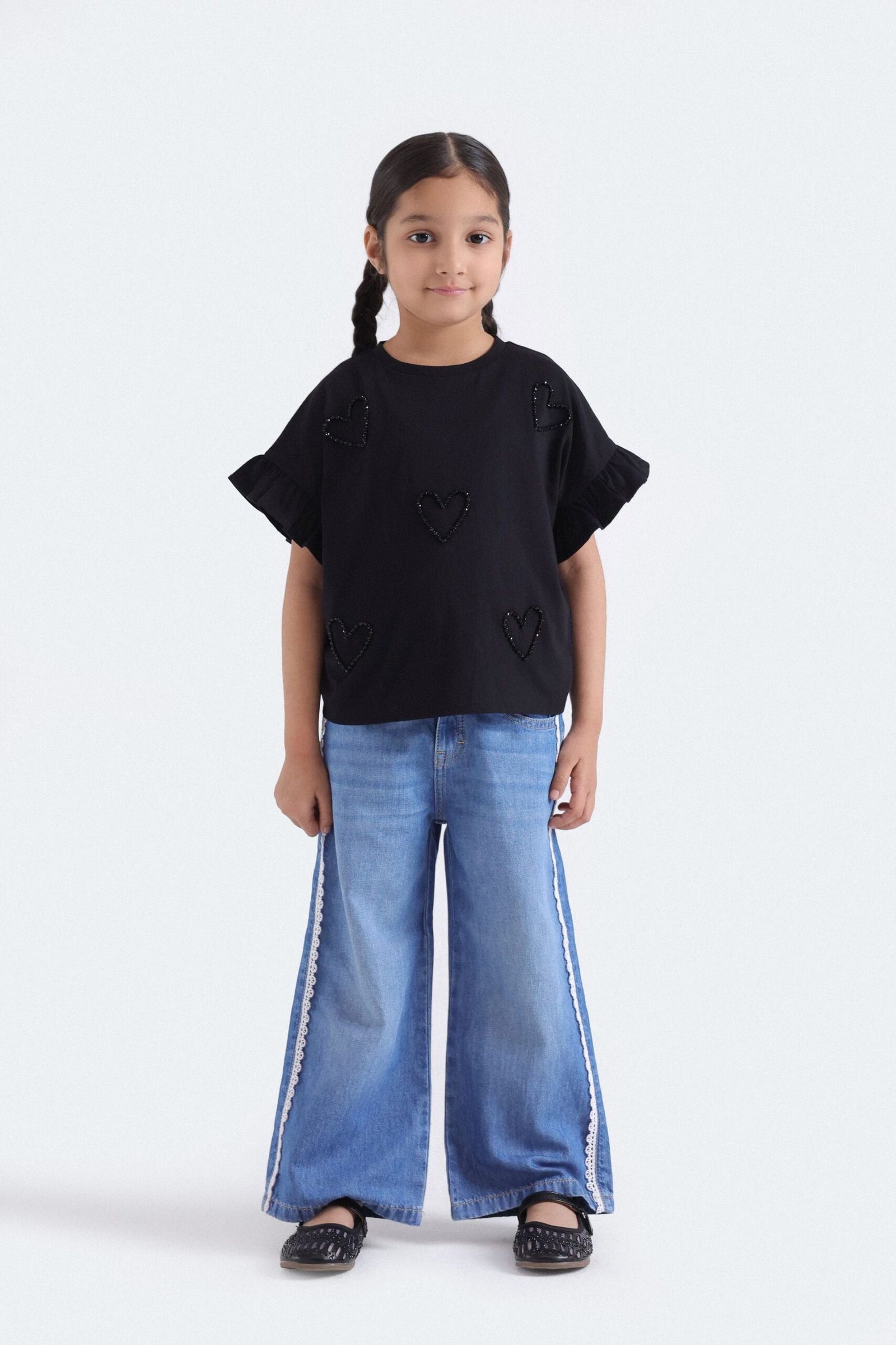 Wide Leg Jeans With Lace Detail - Image 5