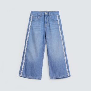 Wide Leg Jeans With Lace Detail