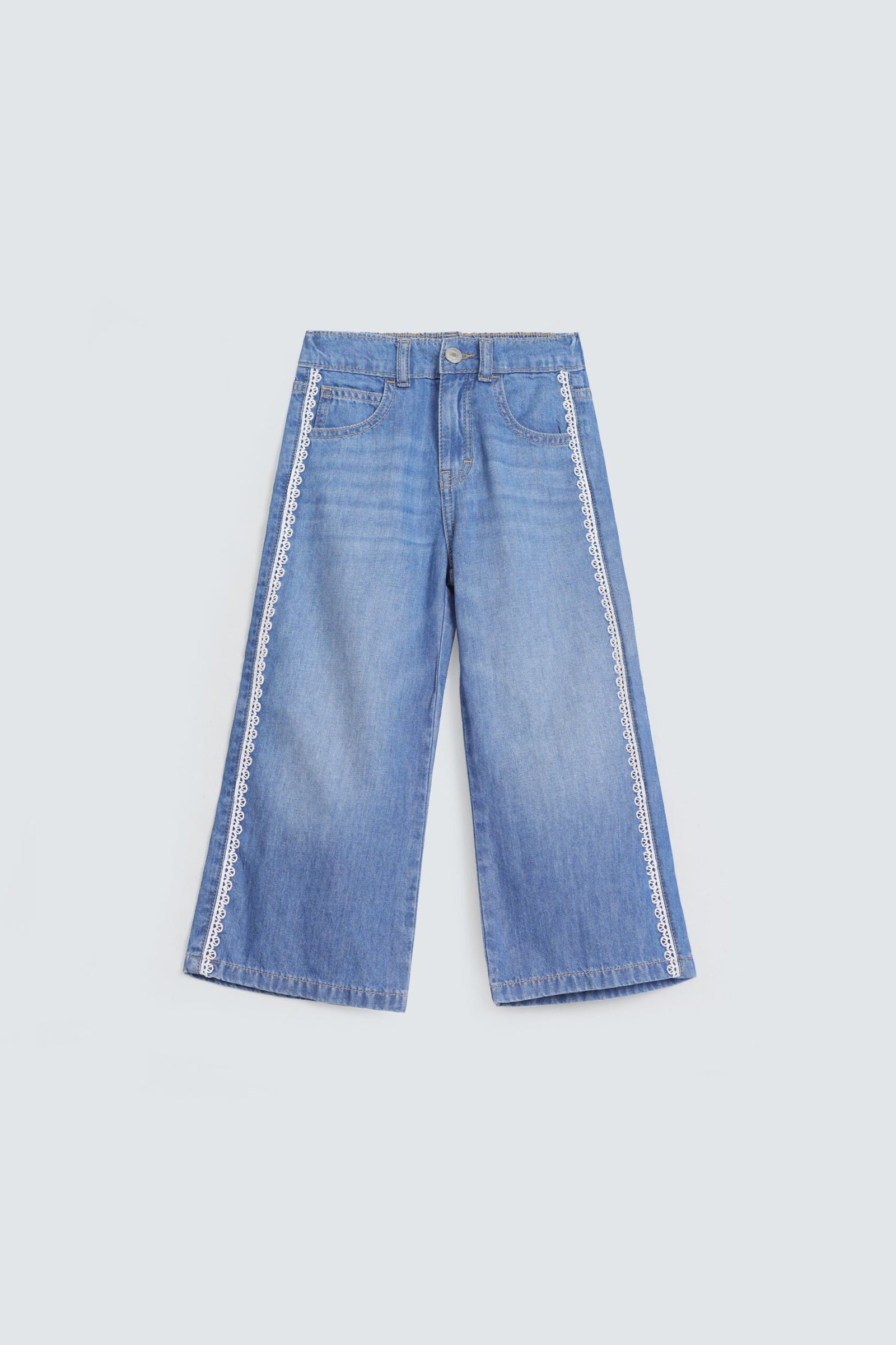 Wide Leg Jeans With Lace Detail