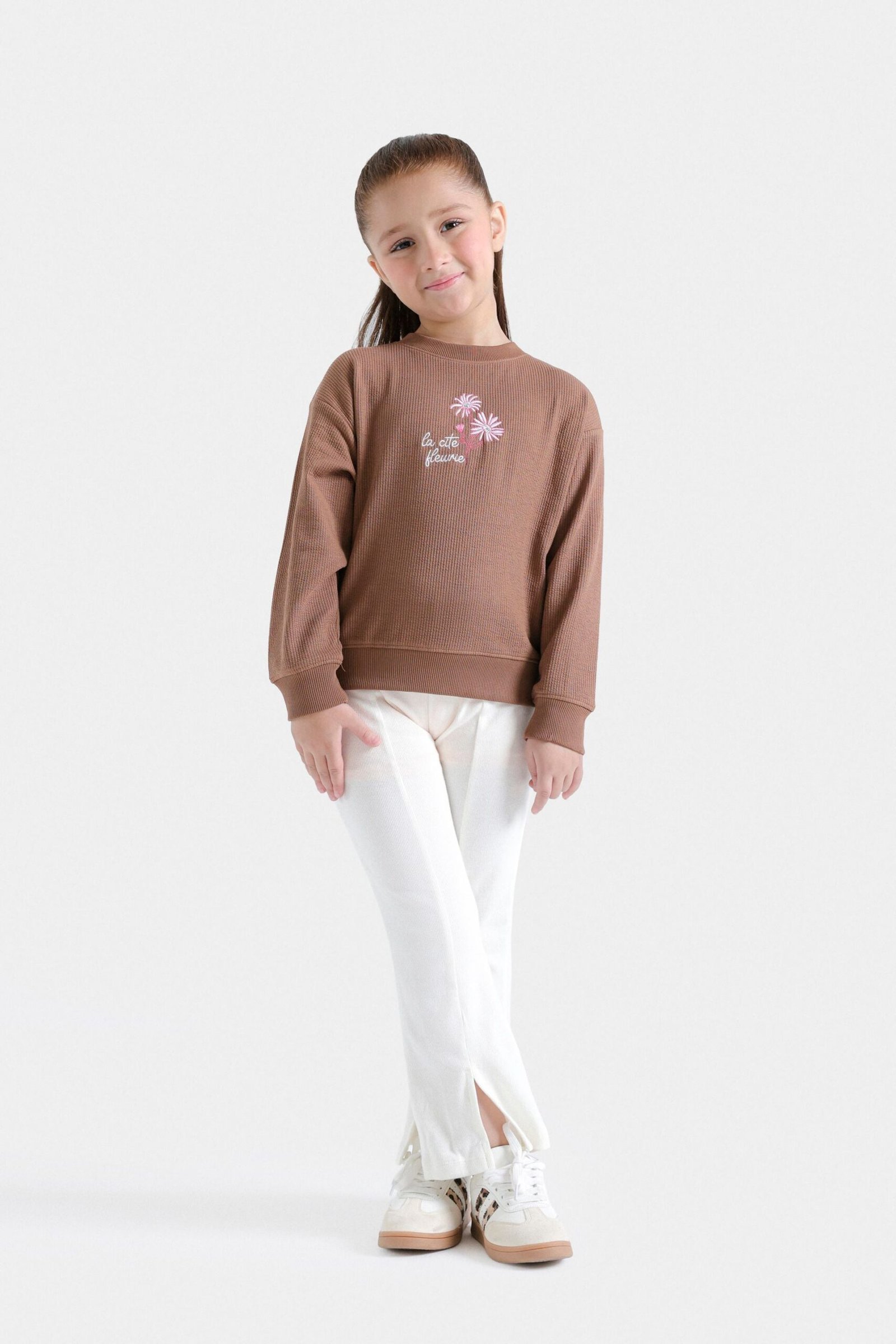 Cropped Embroidered Ribbed Sweatshirt - Image 4