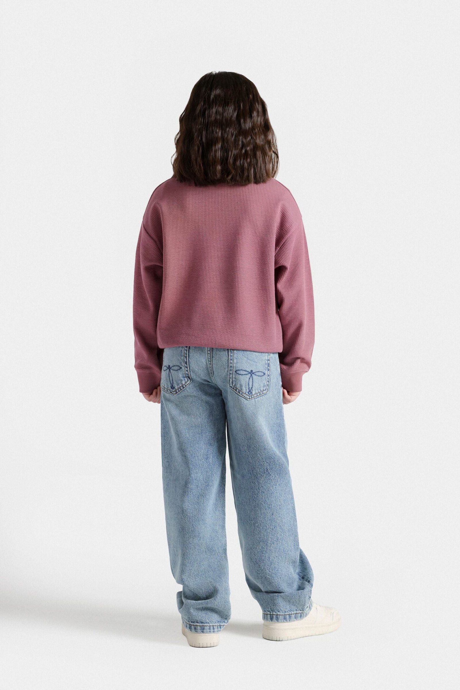 Cropped Embroidered Ribbed Sweatshirt - Image 6
