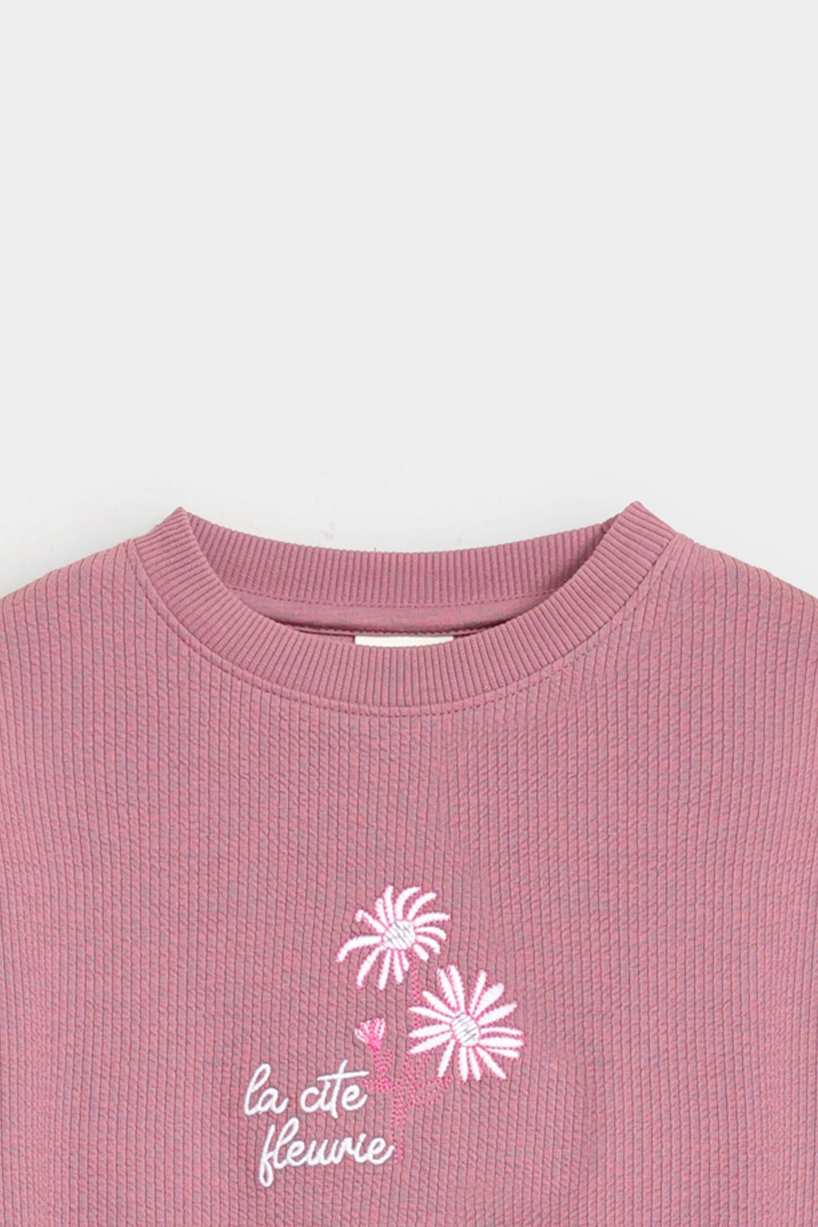 Cropped Embroidered Ribbed Sweatshirt - Image 2