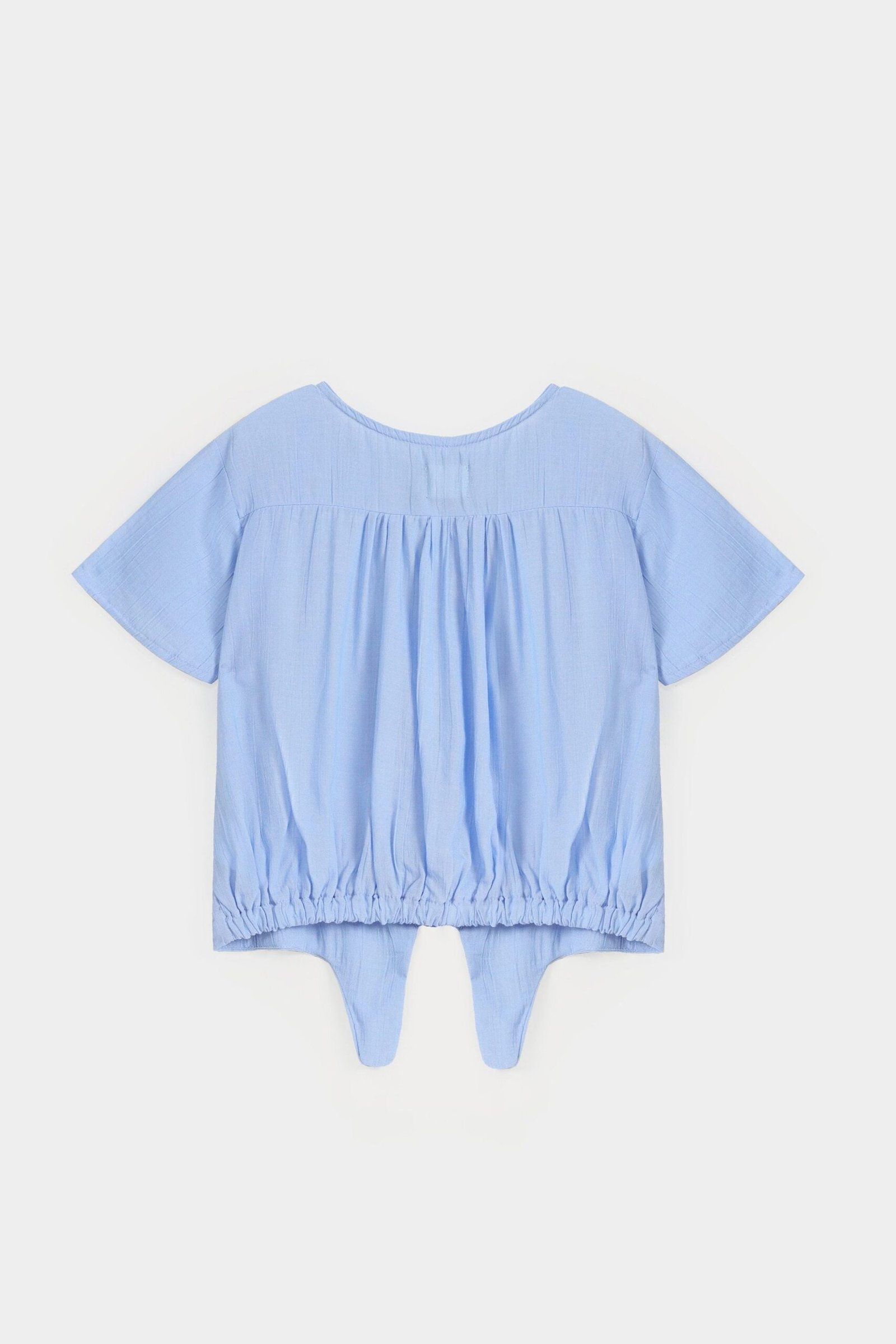Pleated Blouse With Knot - Image 3
