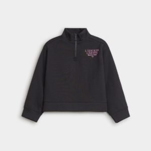 Cropped Quarter Zip-Up Sweatshirt