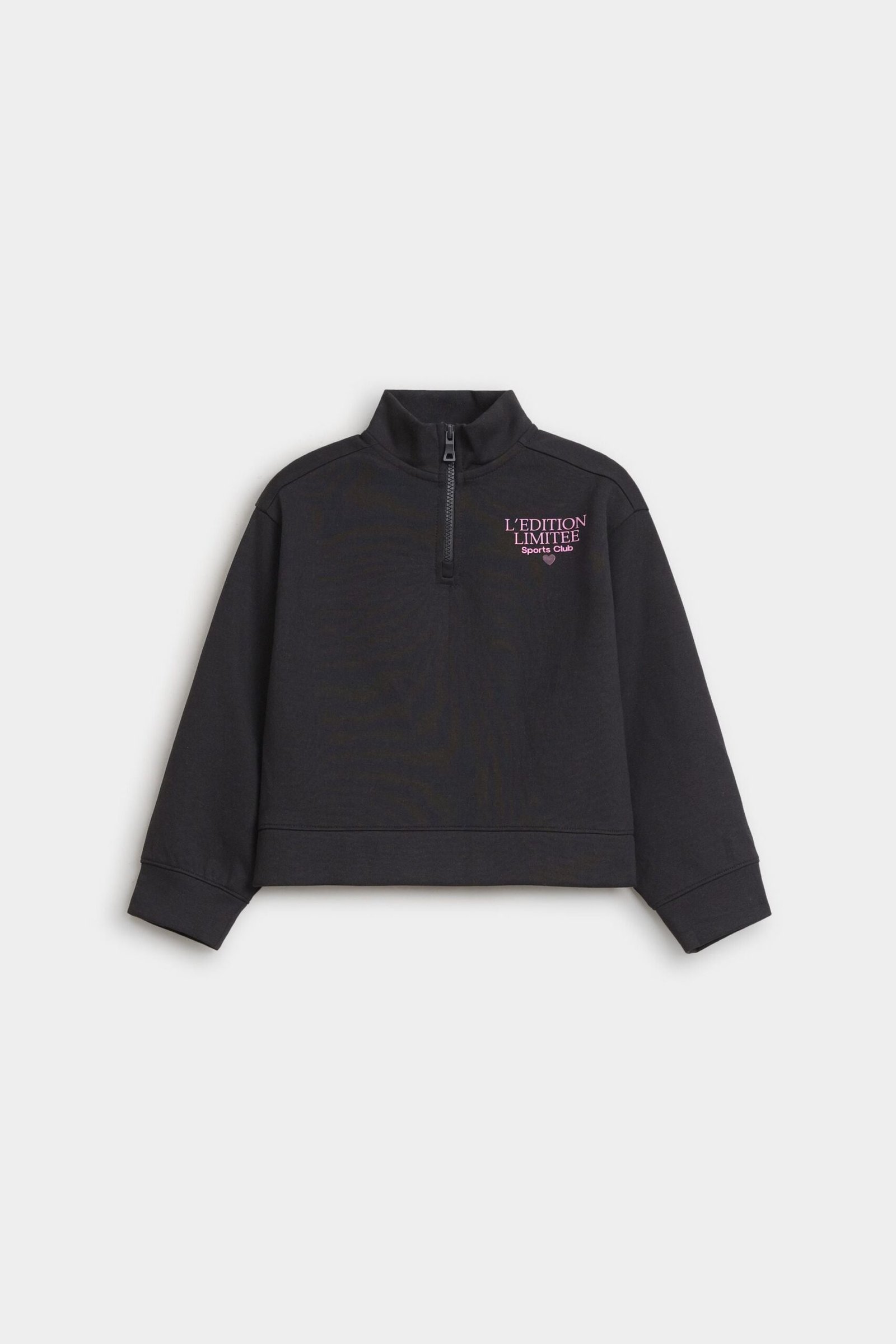 Cropped Quarter Zip-Up Sweatshirt