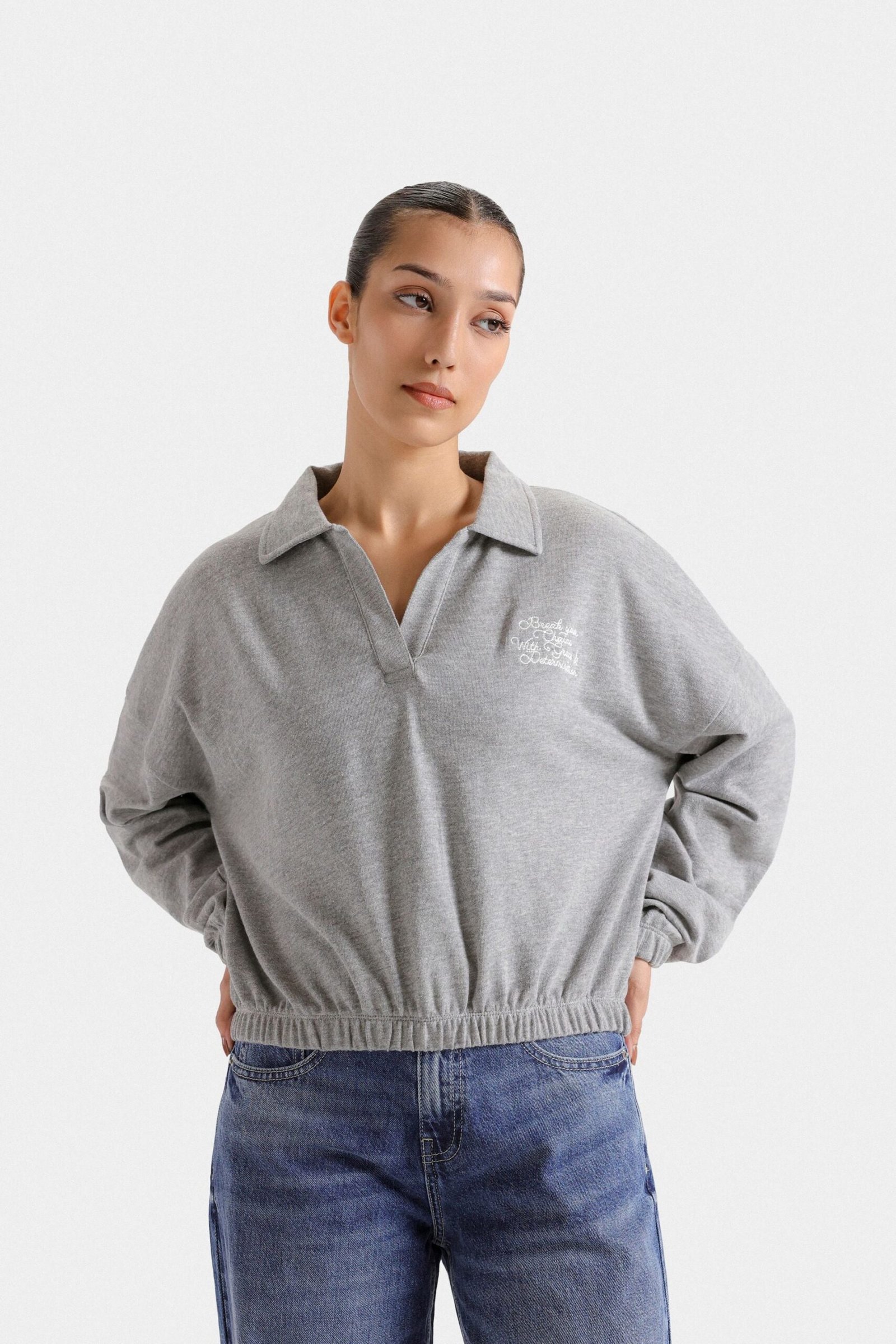 Super Cropped Polo Sweatshirt - Image 2