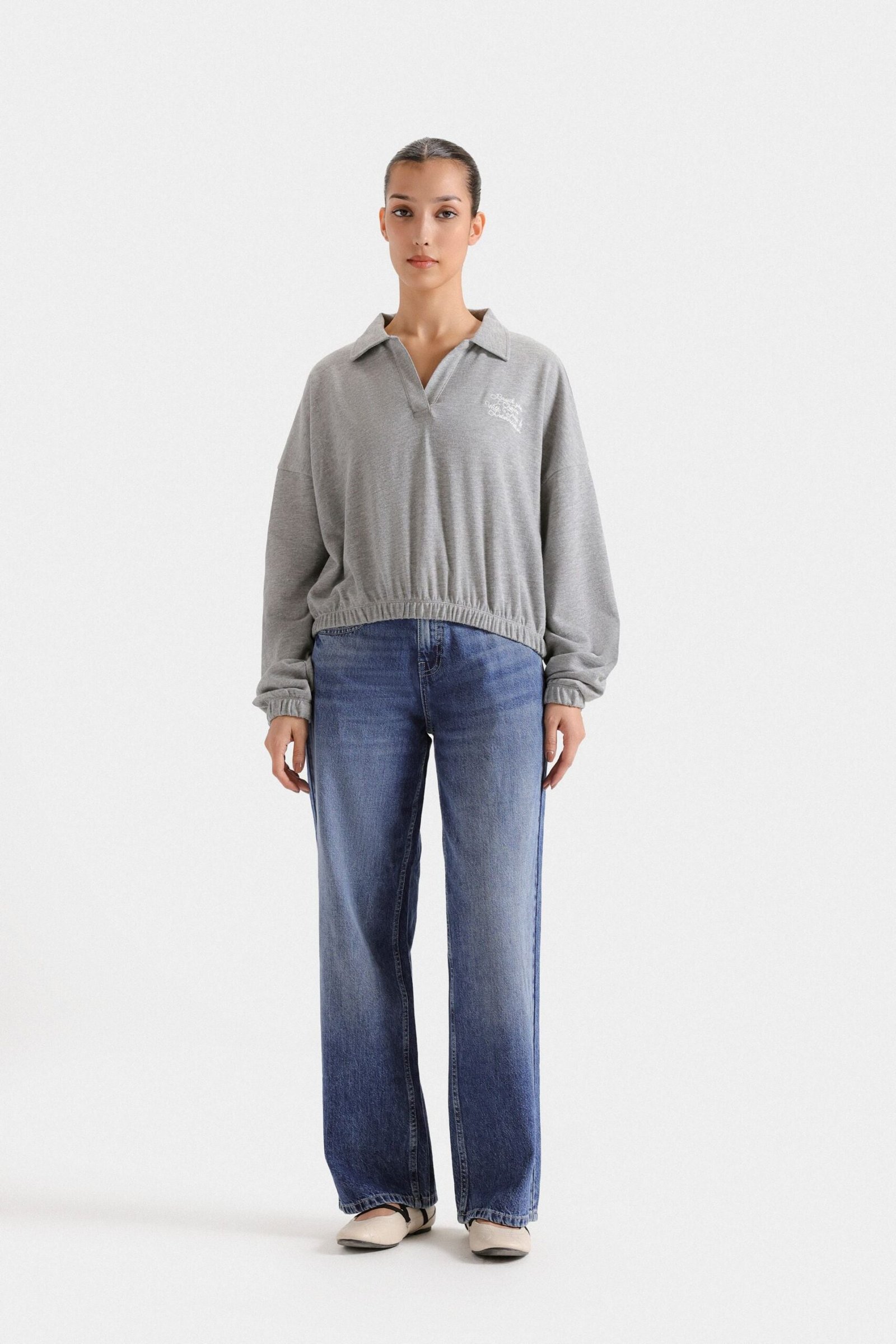 Super Cropped Polo Sweatshirt