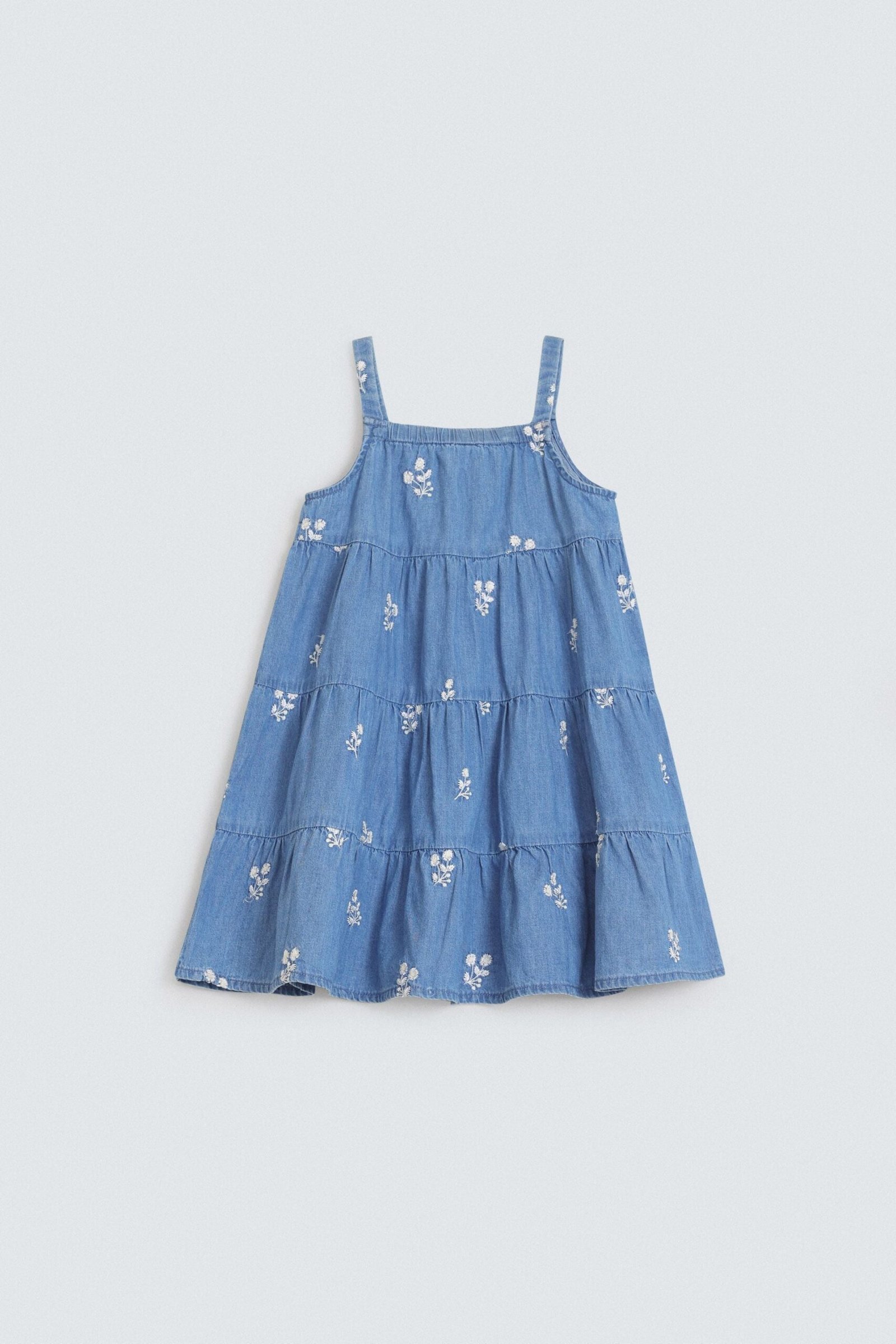 Embroidered Denim Dress