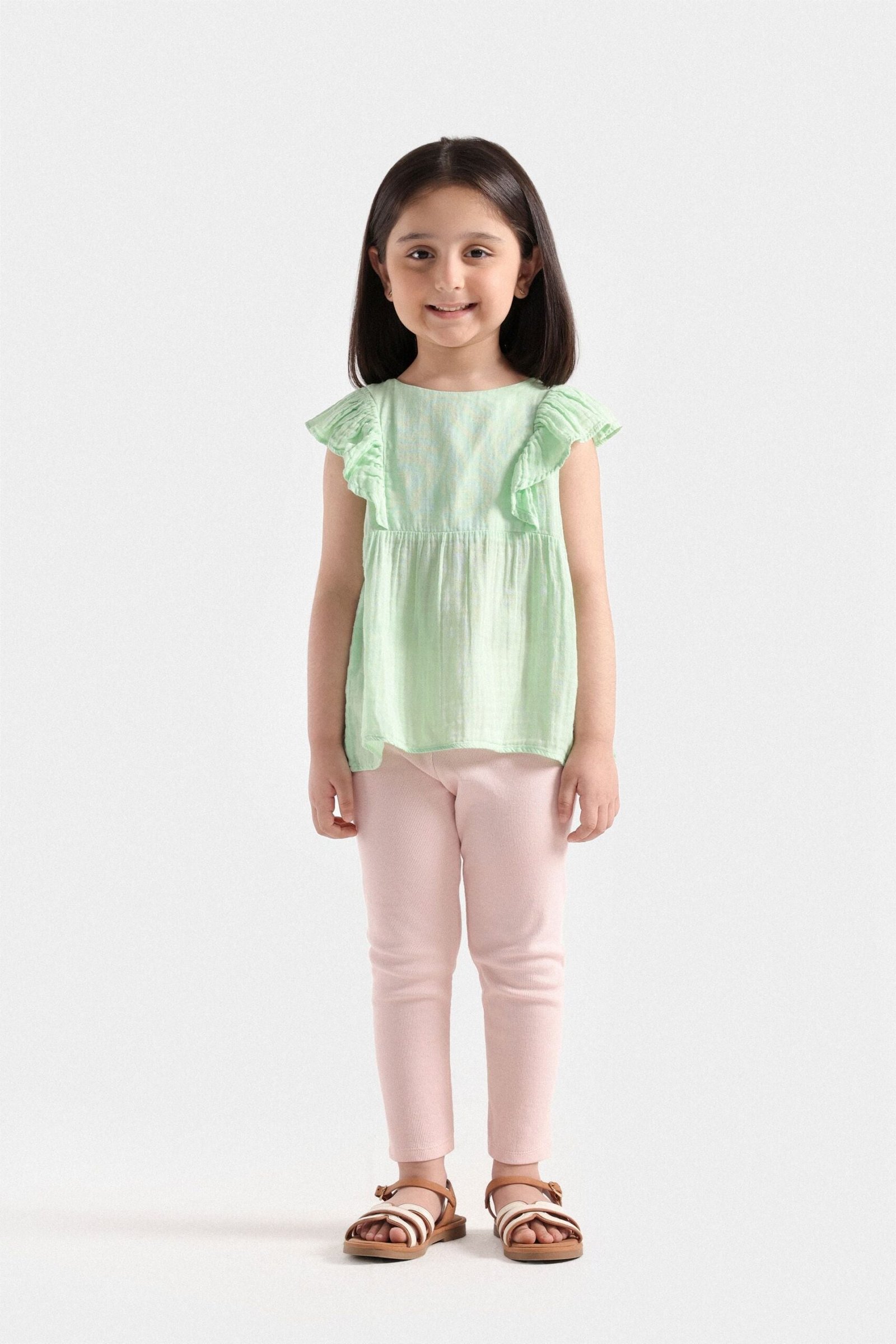 Flounced Dress with Flutter Sleeves - Image 4