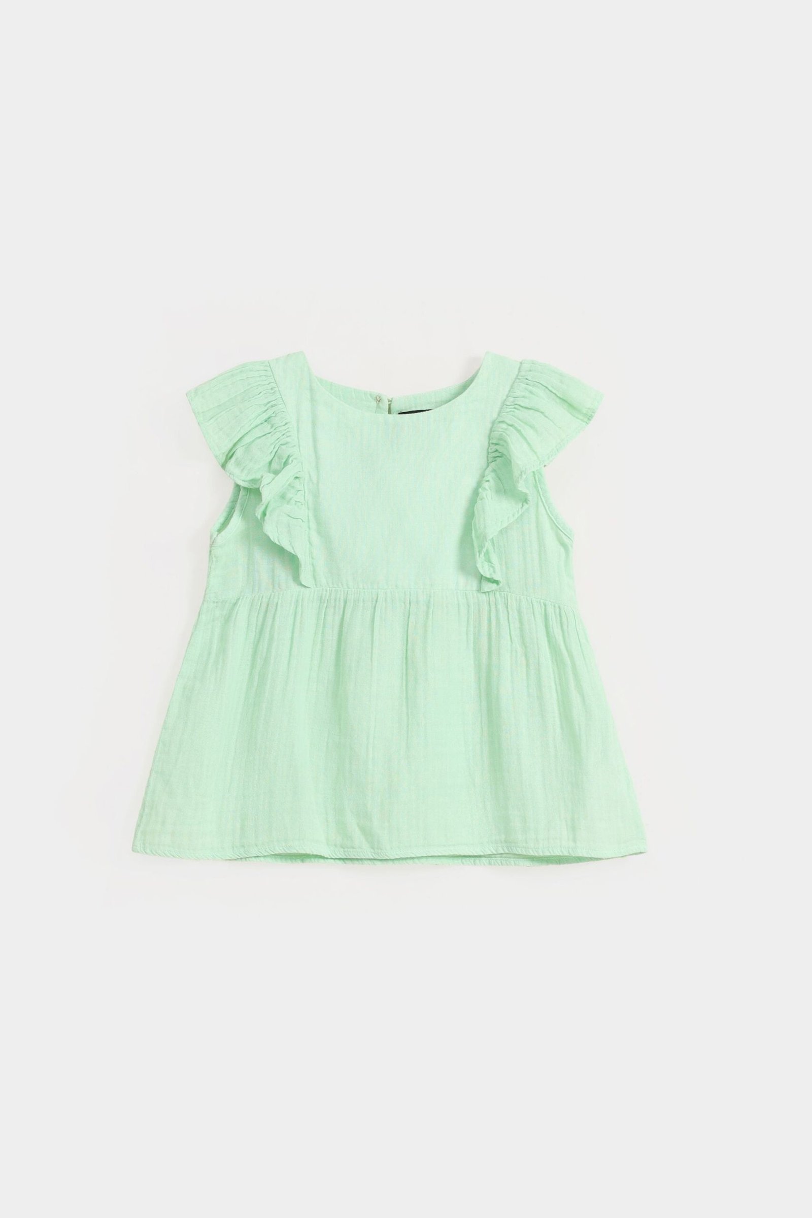 Flounced Dress with Flutter Sleeves