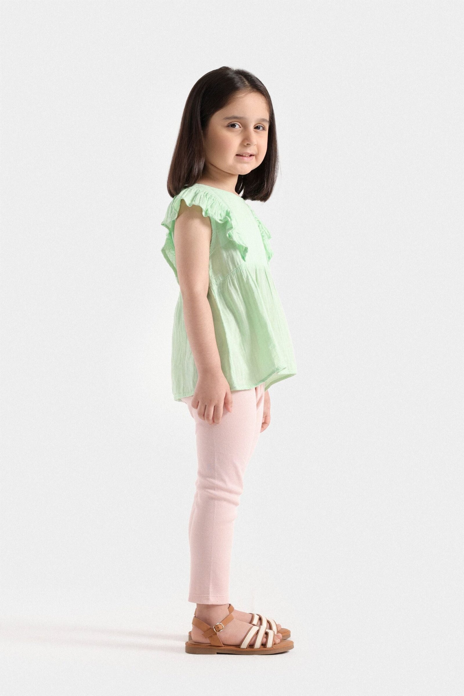 Flounced Dress with Flutter Sleeves - Image 5