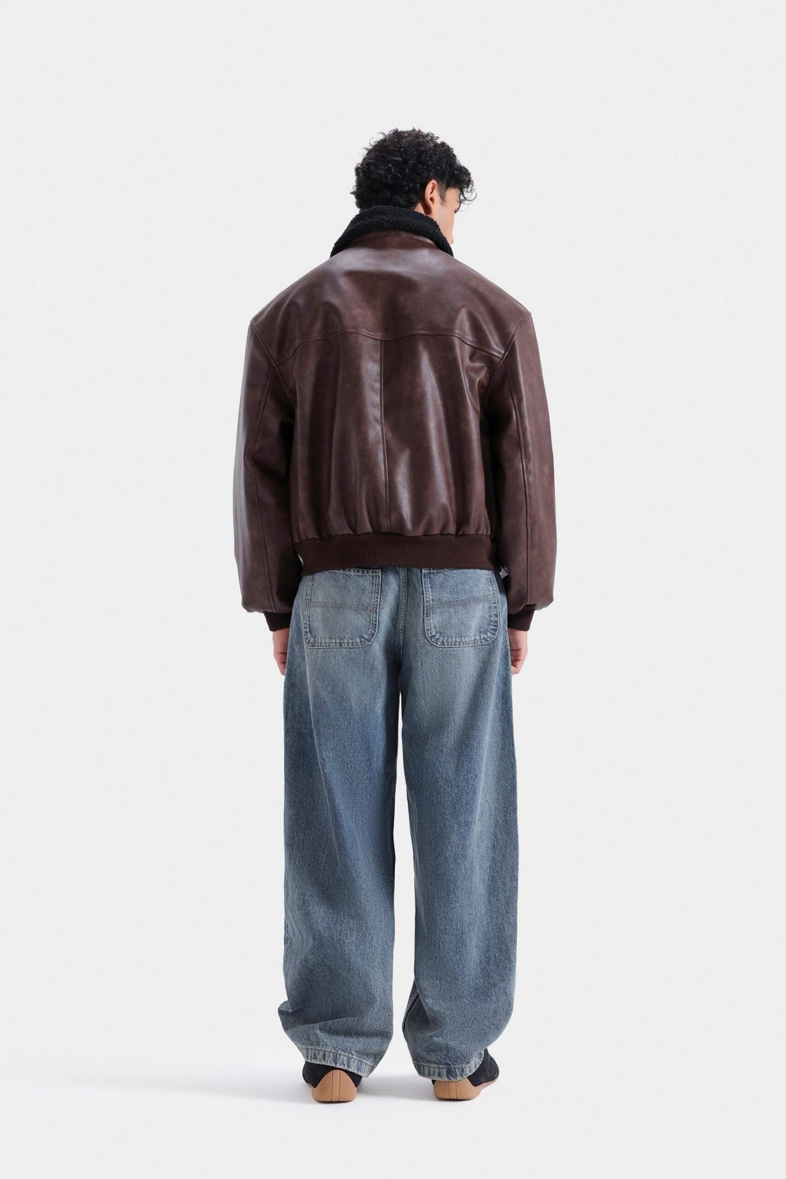Washed-Out Faux Leather Jacket - Image 11