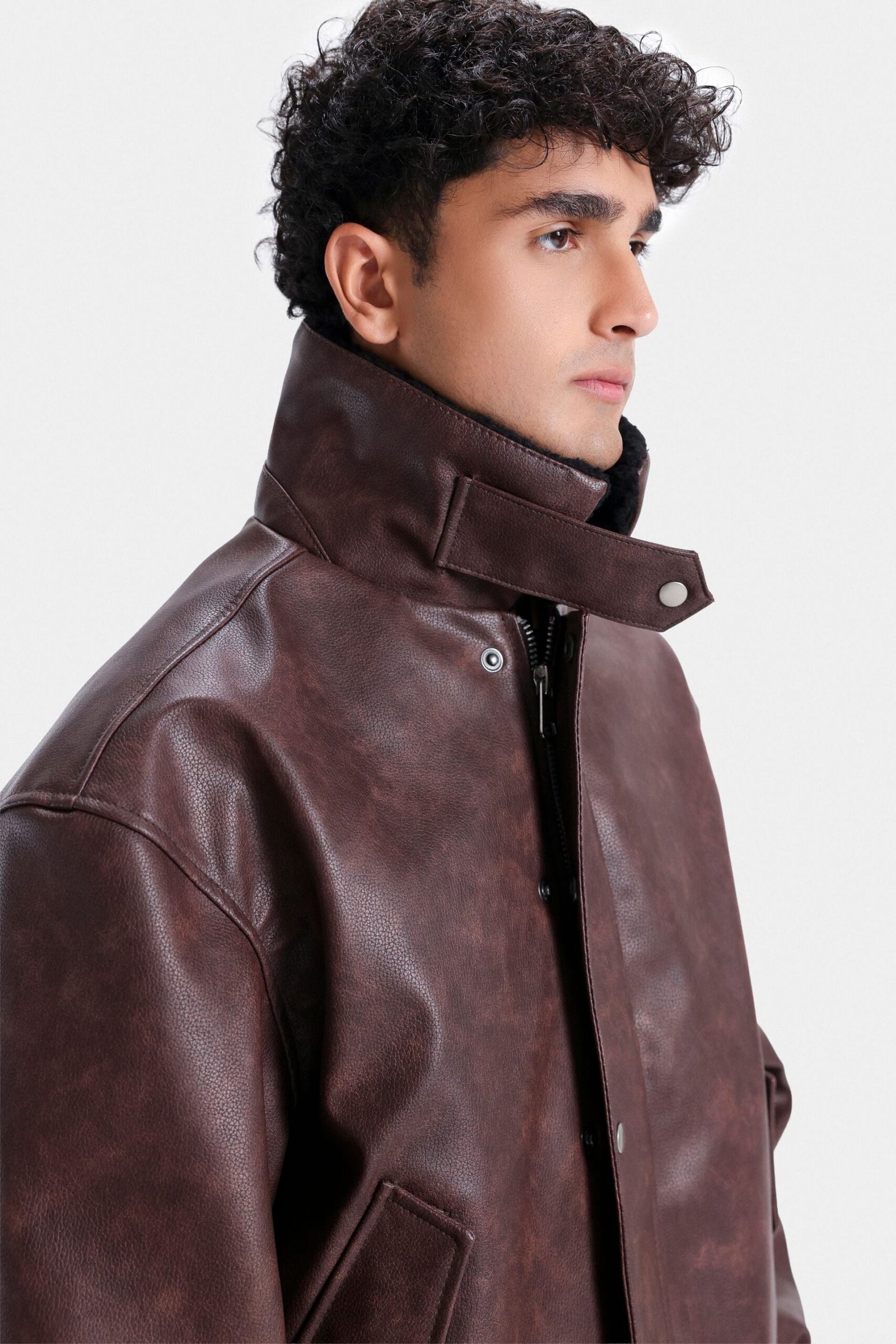 Washed-Out Faux Leather Jacket - Image 9