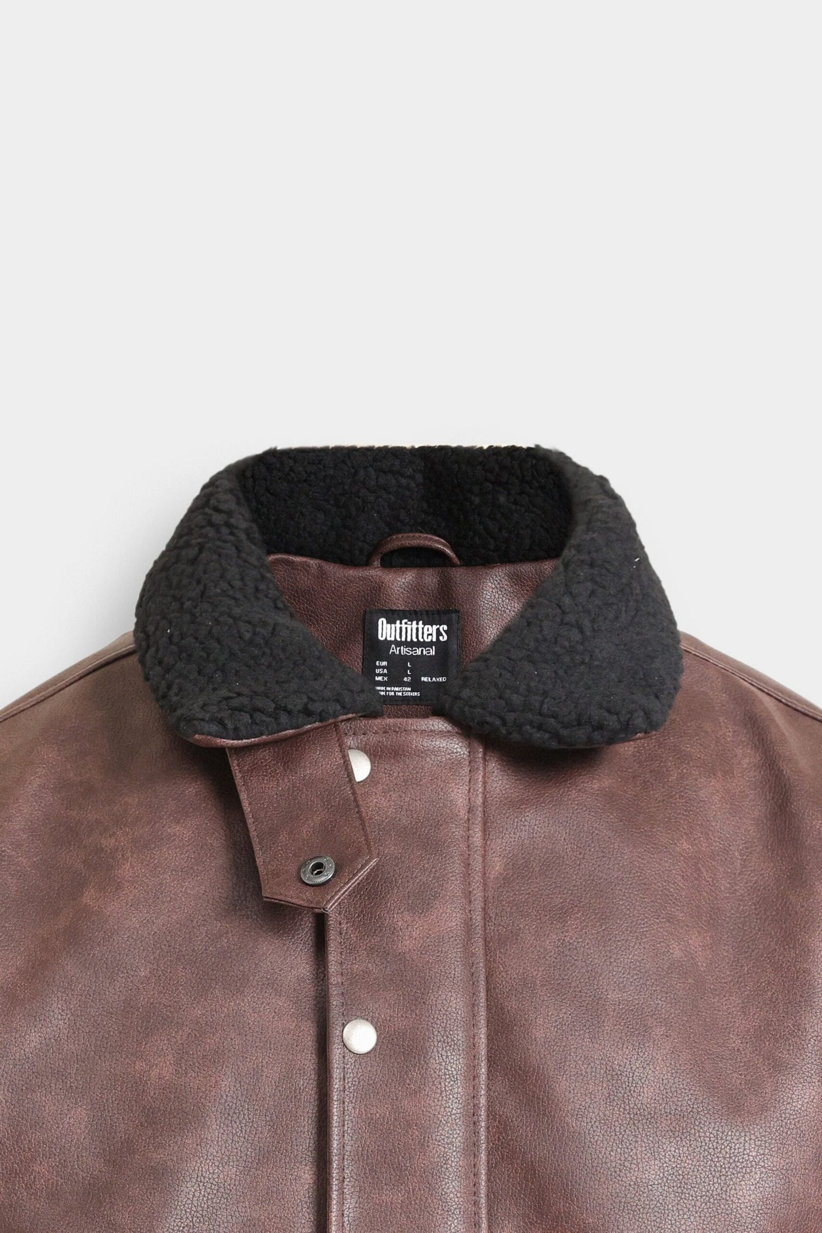 Washed-Out Faux Leather Jacket - Image 13