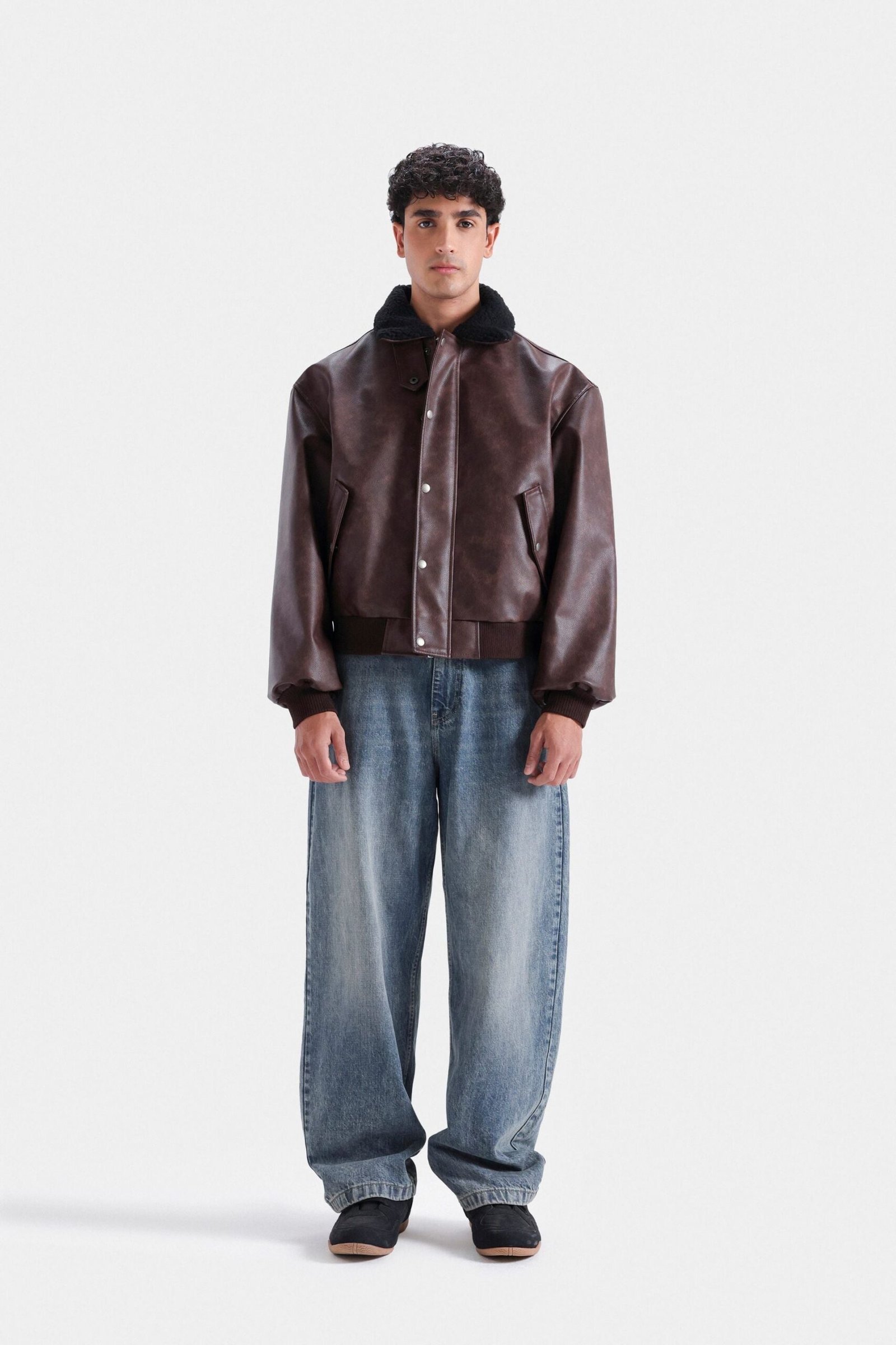 Washed-Out Faux Leather Jacket - Image 8