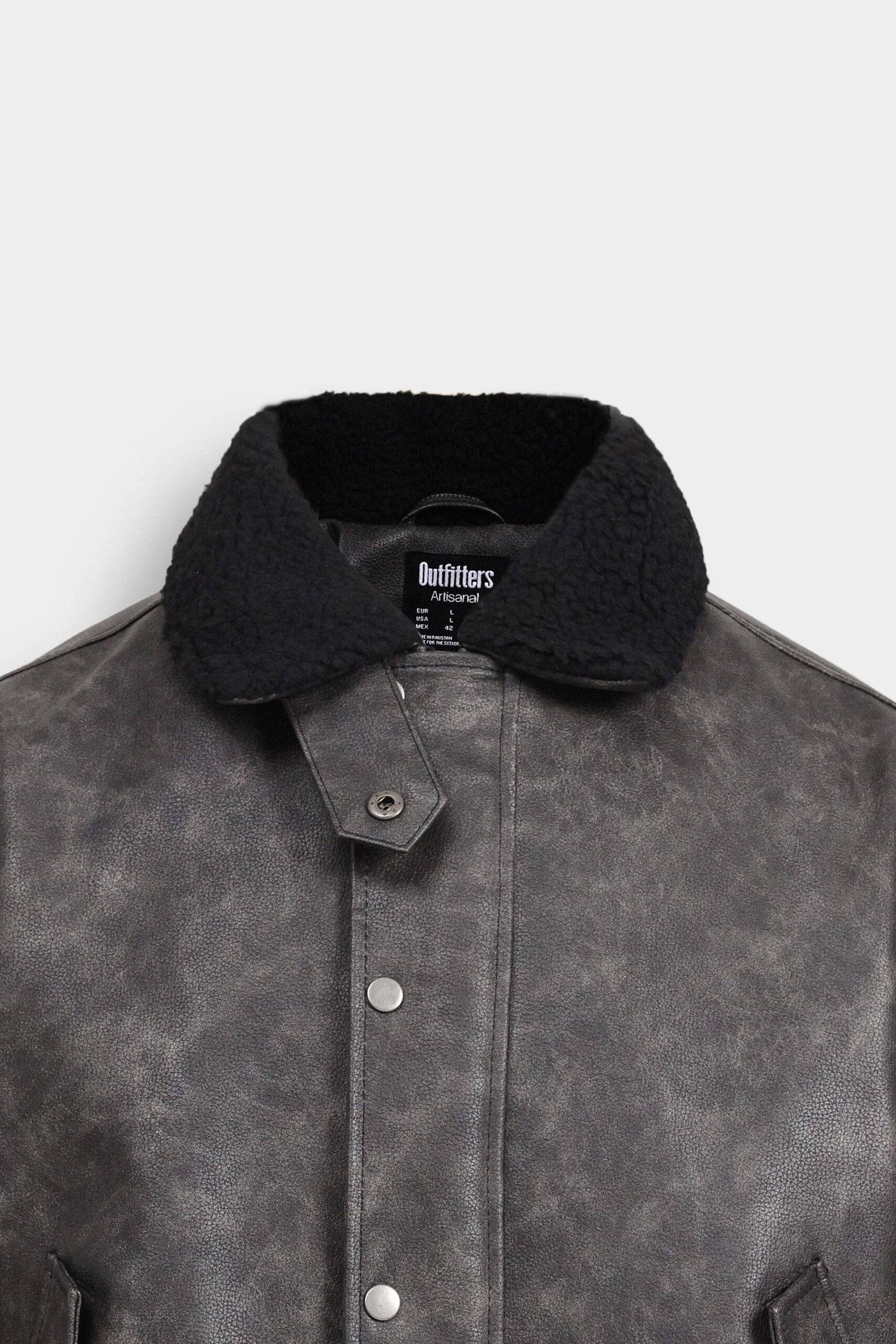 Washed-Out Faux Leather Jacket - Image 6