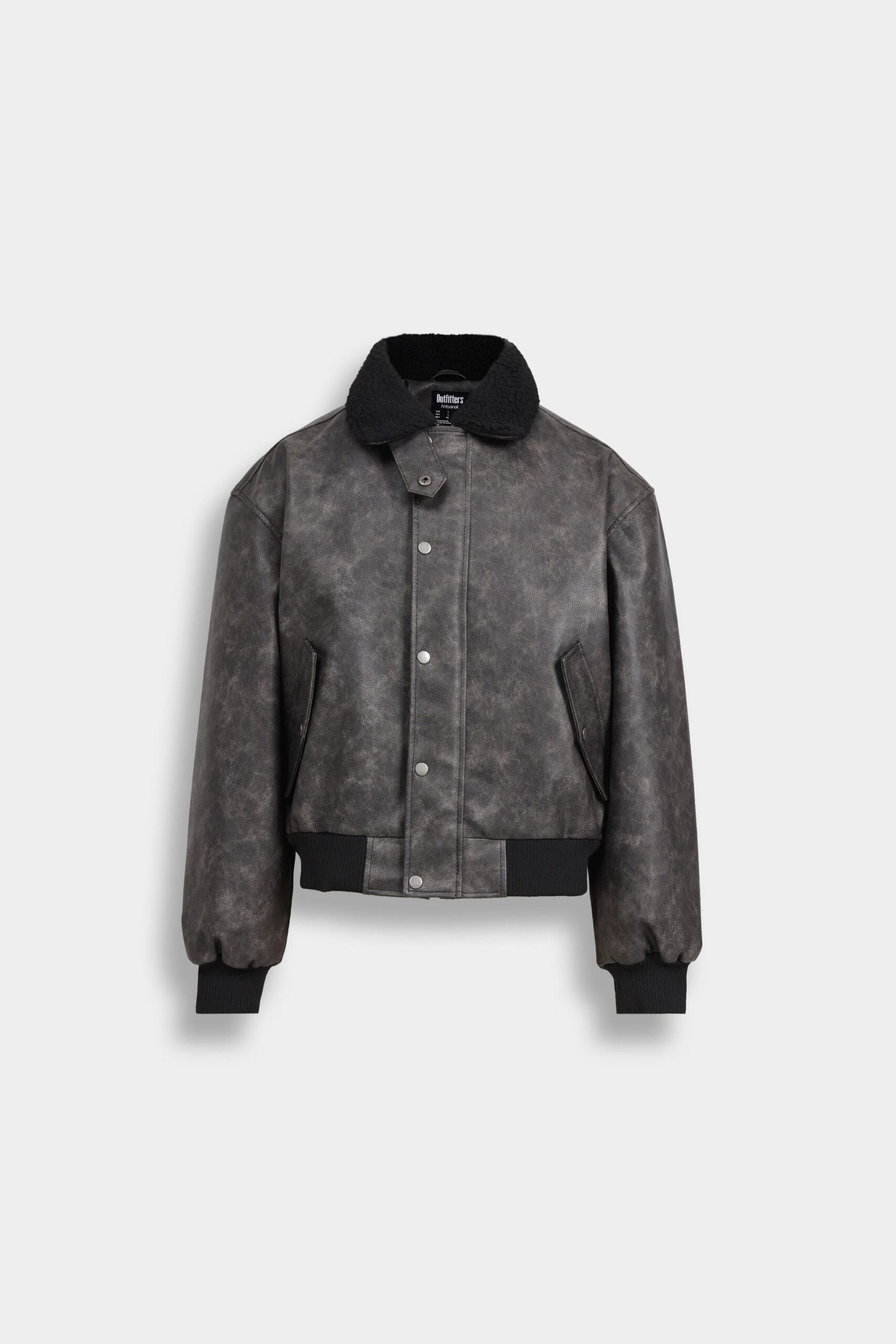 Washed-Out Faux Leather Jacket - Image 5