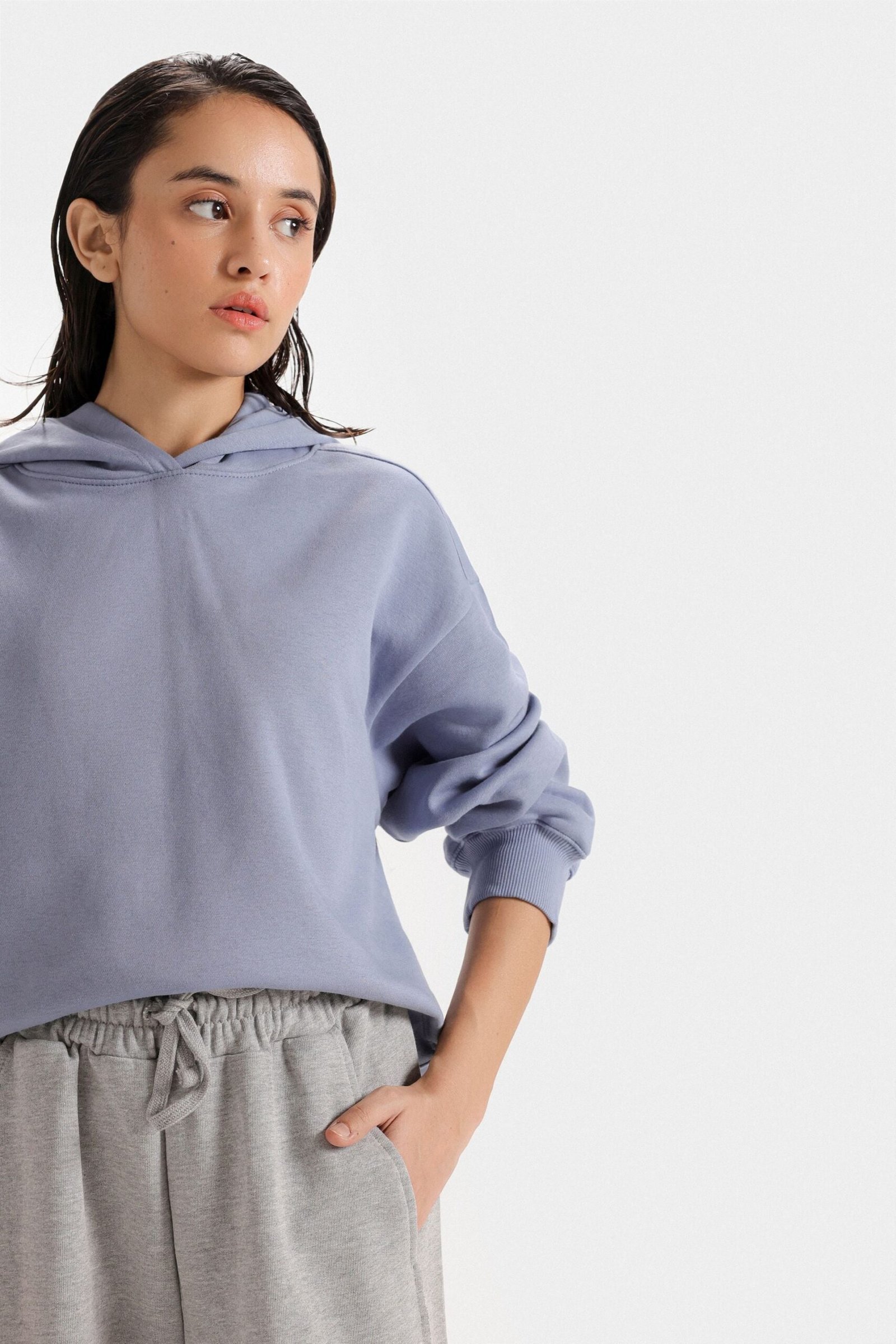 Basic Sweatshirt With Hood - Image 2