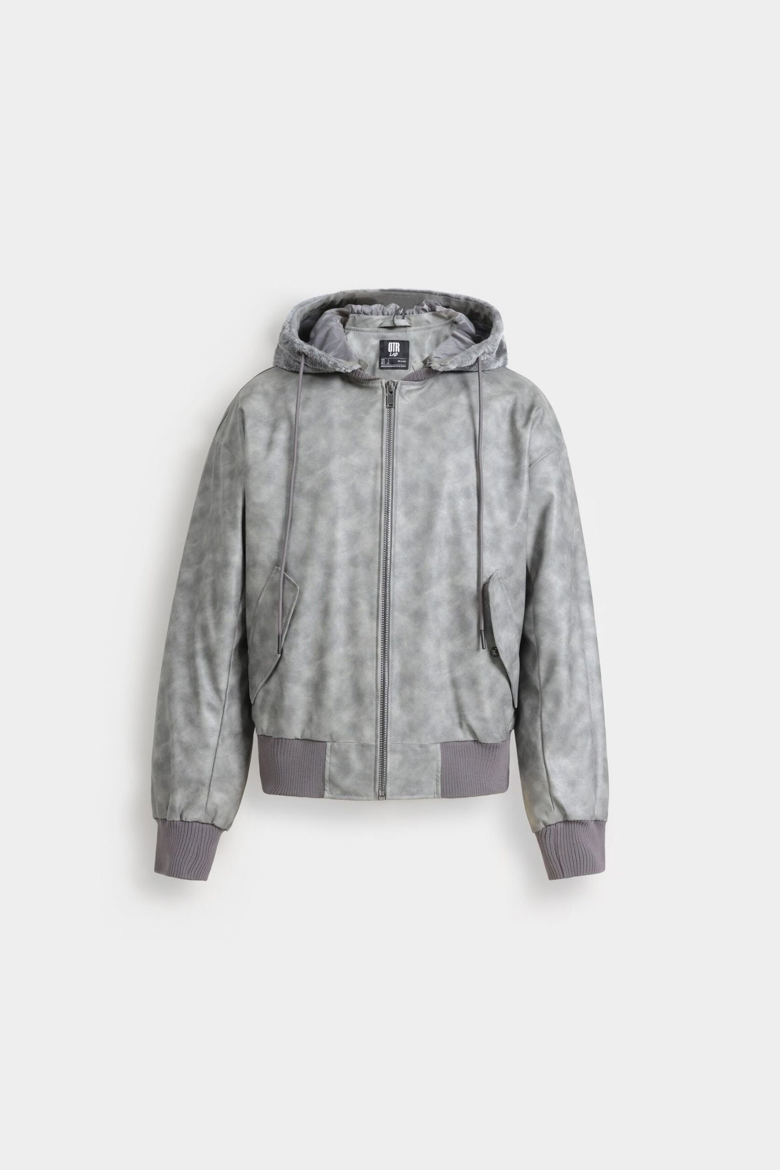 Washed-Out Faux Leather Jacket - Image 5