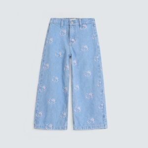 Embroidered Wide Leg Jeans
