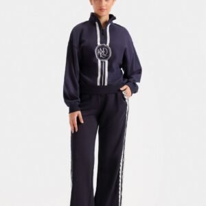 Embroidered Quarter Zip-Up Sweatshirt
