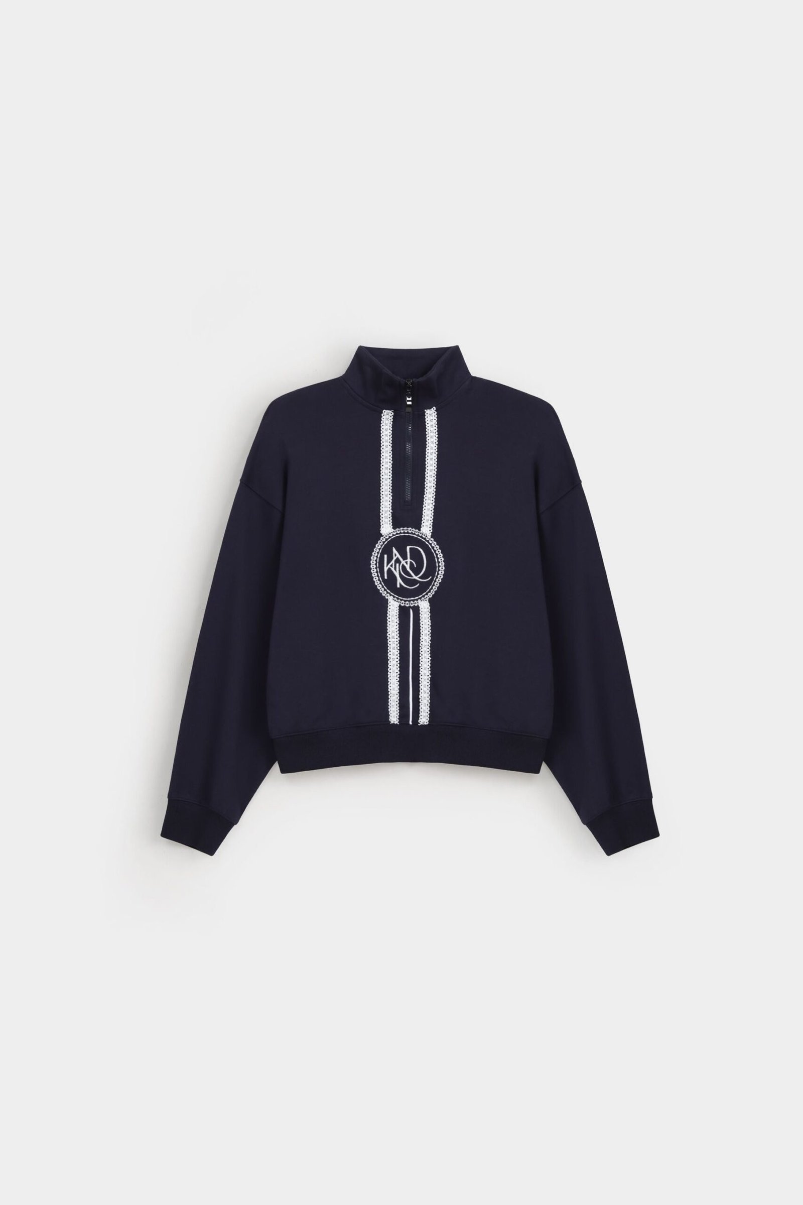 Embroidered Quarter Zip-Up Sweatshirt - Image 5