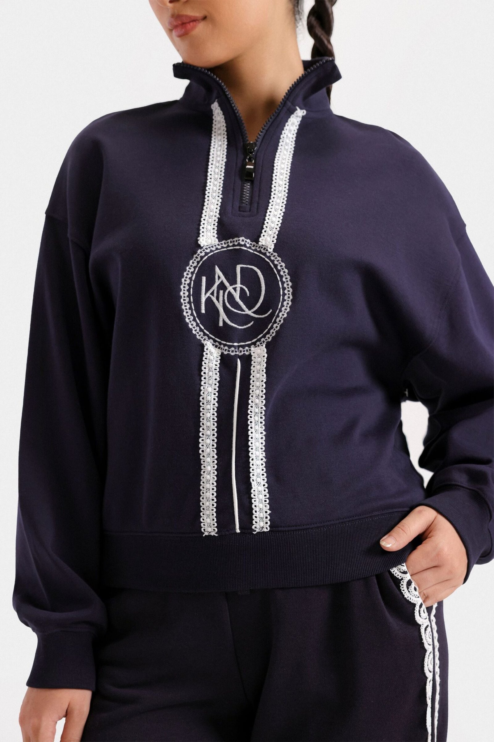 Embroidered Quarter Zip-Up Sweatshirt - Image 2