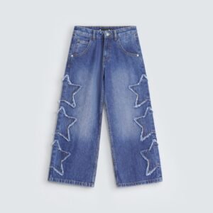 Wide Leg Jeans With Applique Detail