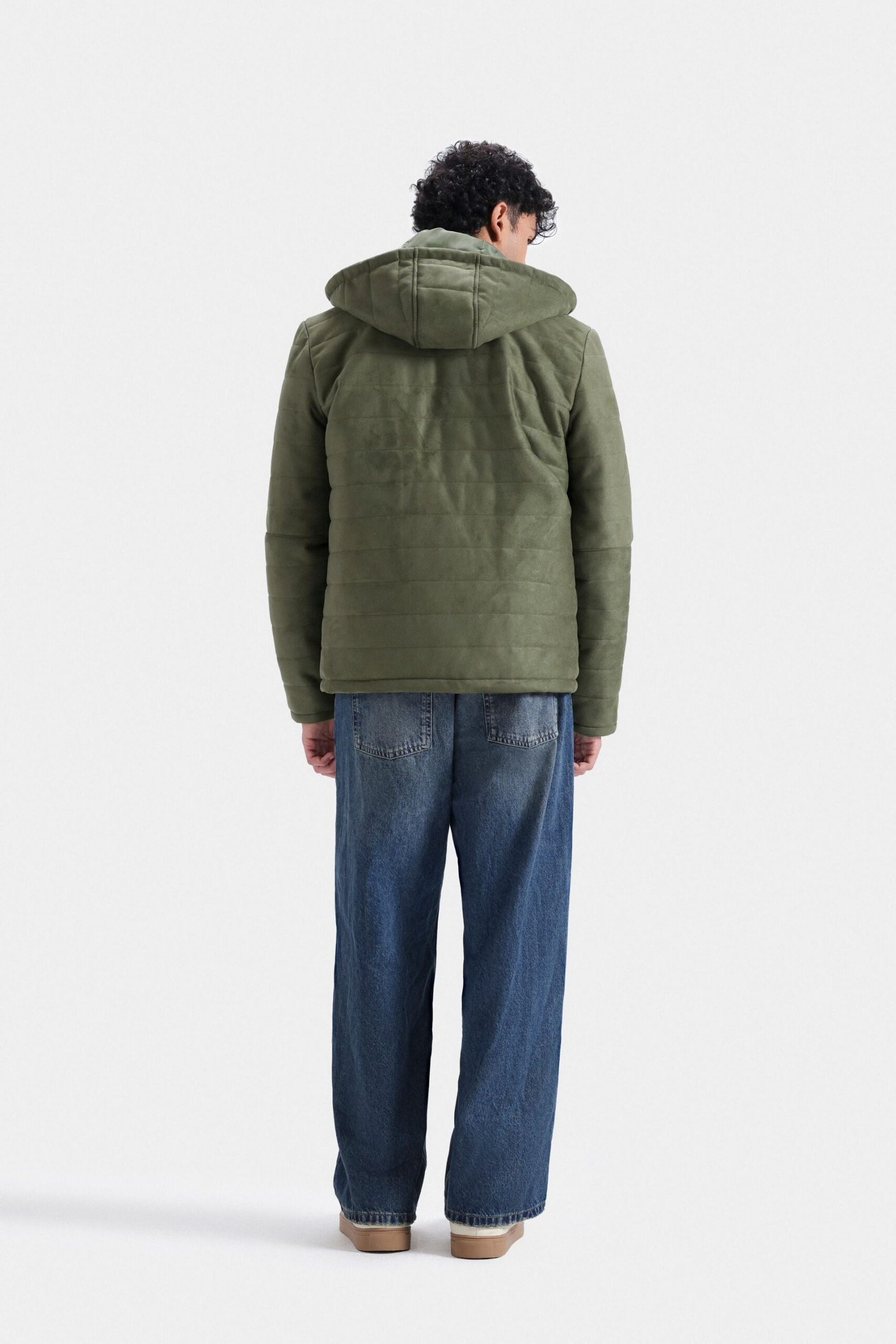 Suede Quilted Jacket With Hood - Image 11