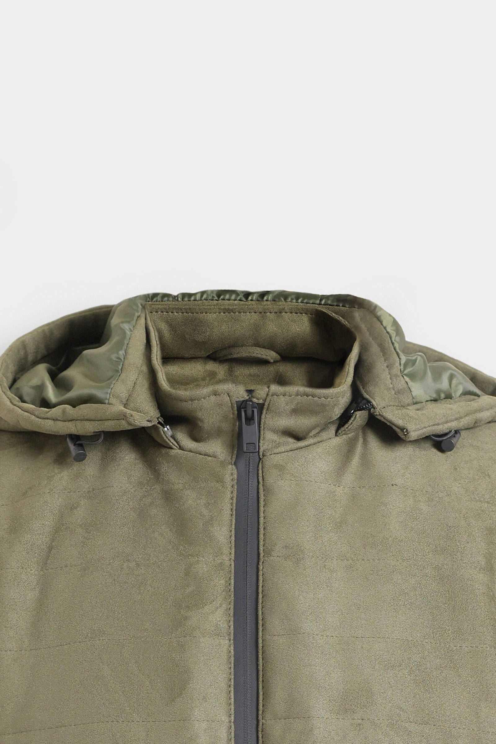 Suede Quilted Jacket With Hood - Image 13