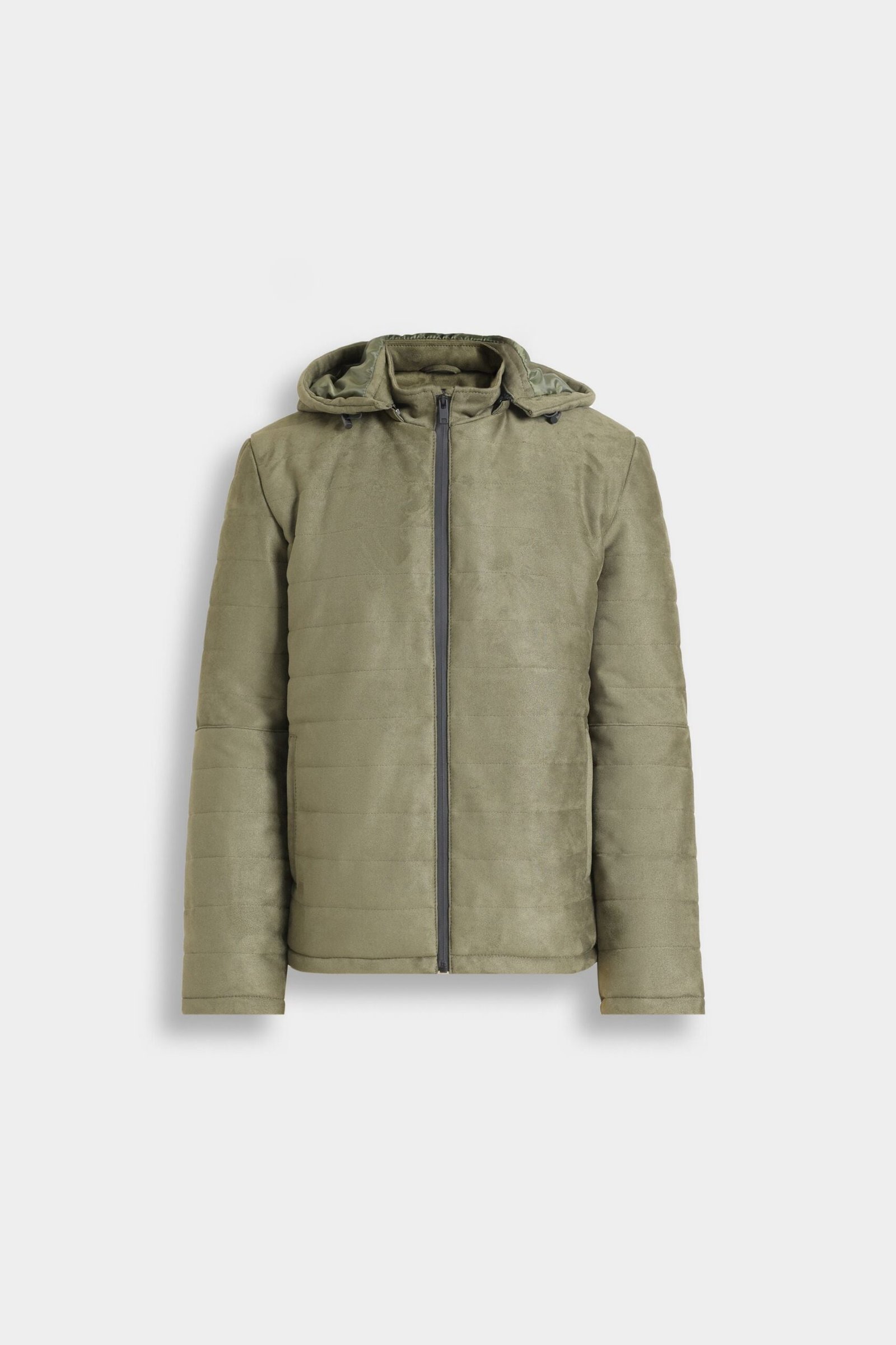 Suede Quilted Jacket With Hood - Image 12