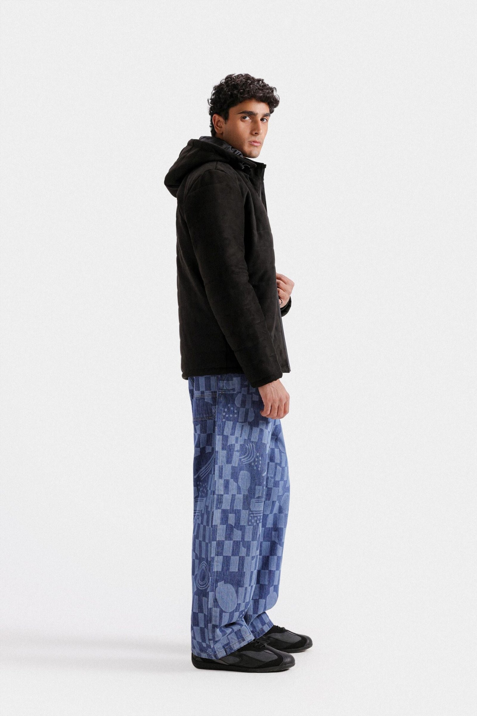 Suede Quilted Jacket With Hood - Image 3