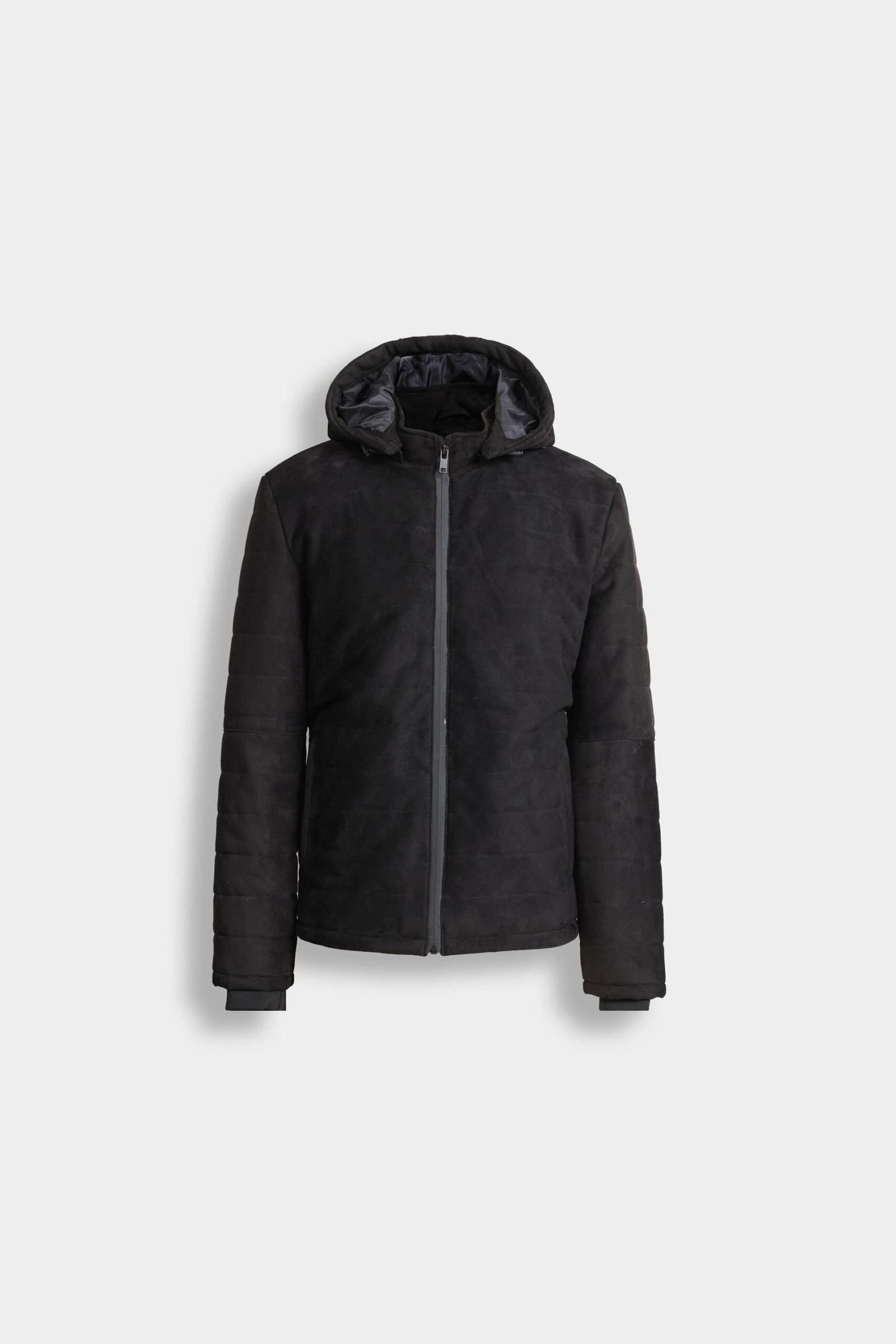 Suede Quilted Jacket With Hood - Image 5