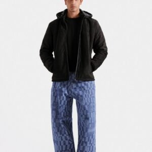 Suede Quilted Jacket With Hood