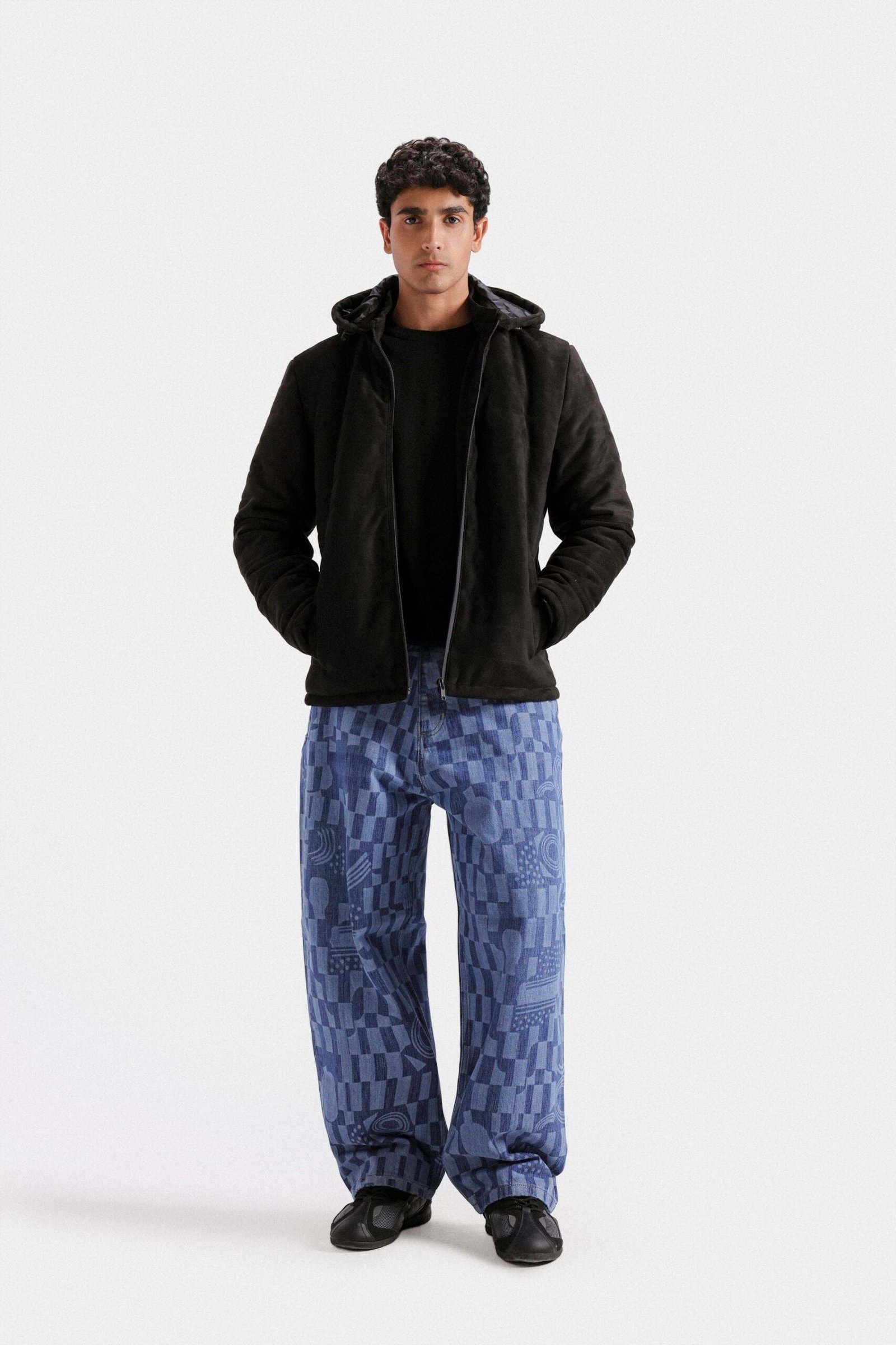Suede Quilted Jacket With Hood