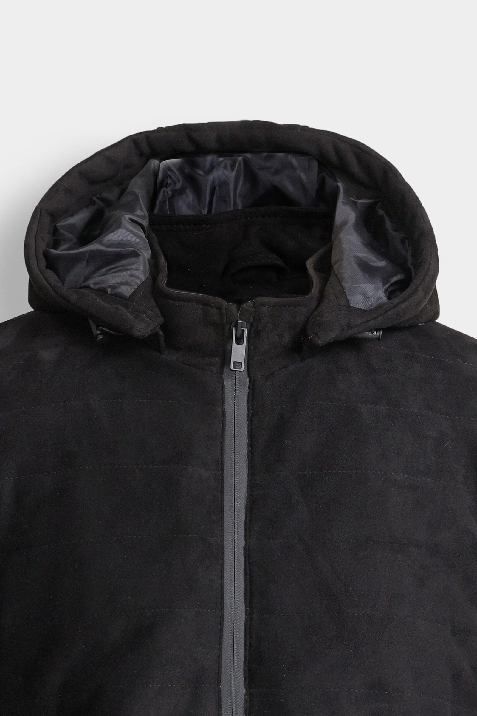 Suede Quilted Jacket With Hood - Image 6