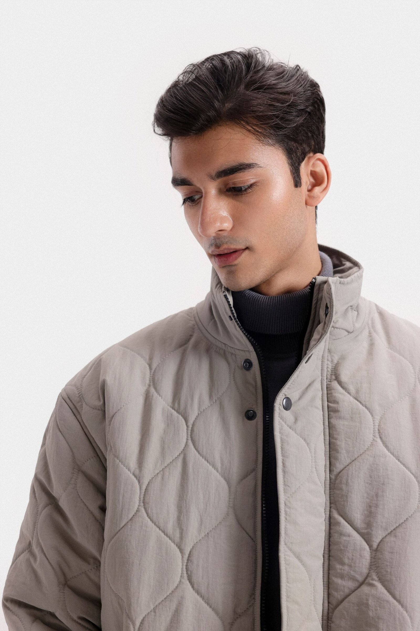 Mock-Neck Quilted Puffer Jacket - Image 2