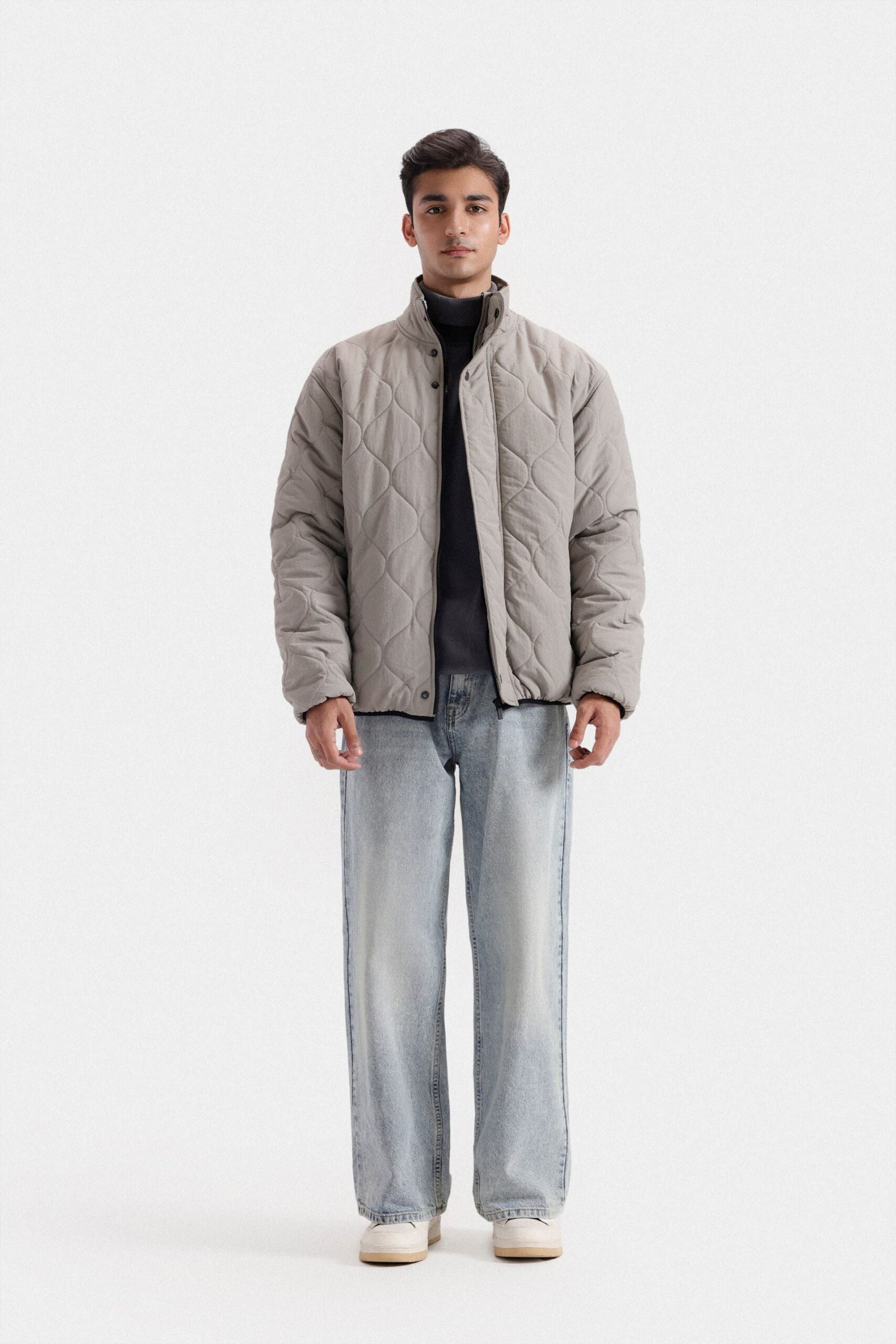 Mock-Neck Quilted Puffer Jacket