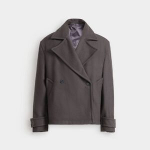 Cropped Wool Blend Coat