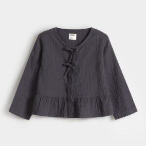 Textured Shirt With Bow Detail