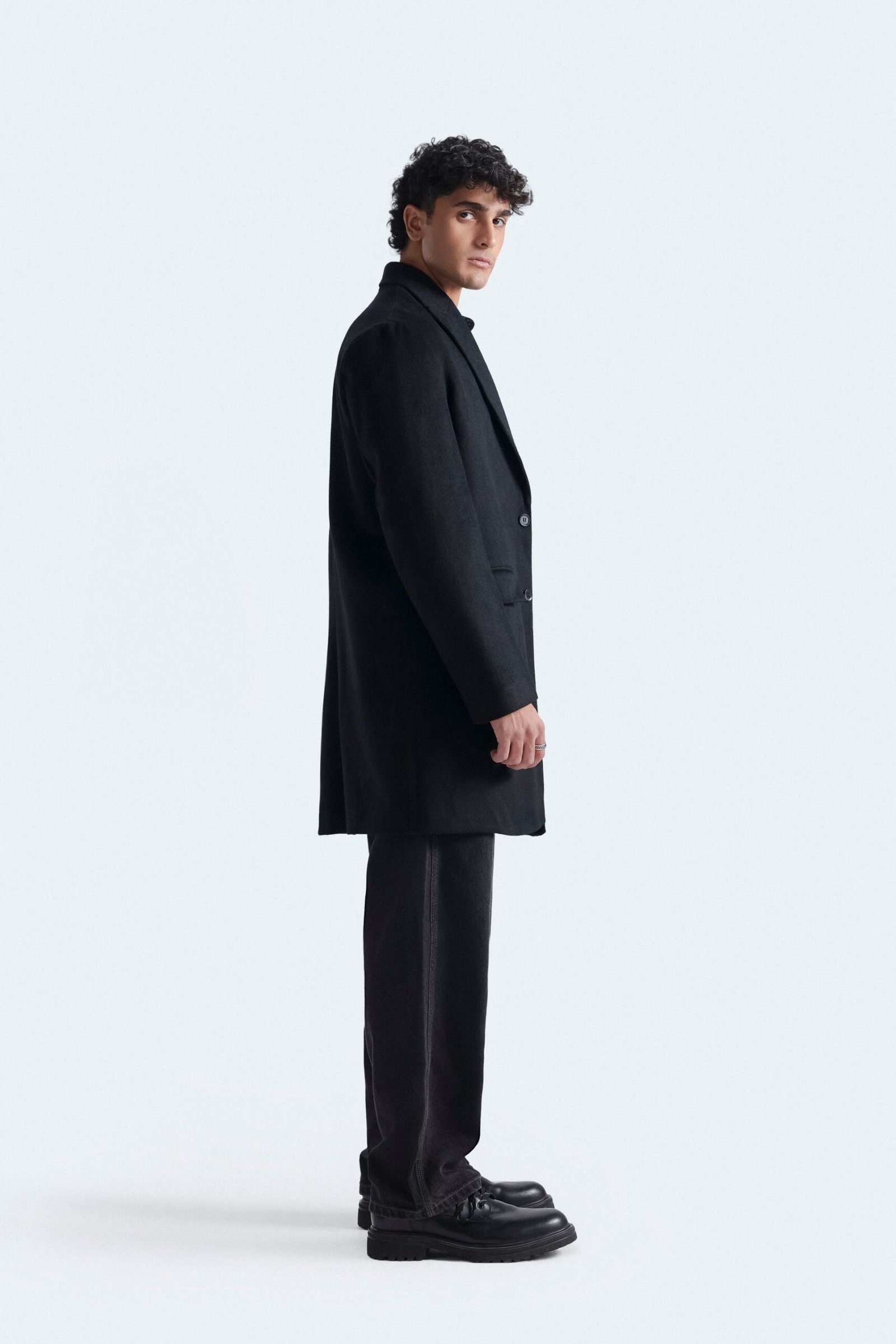 Felt Textured Long Coat - Image 3